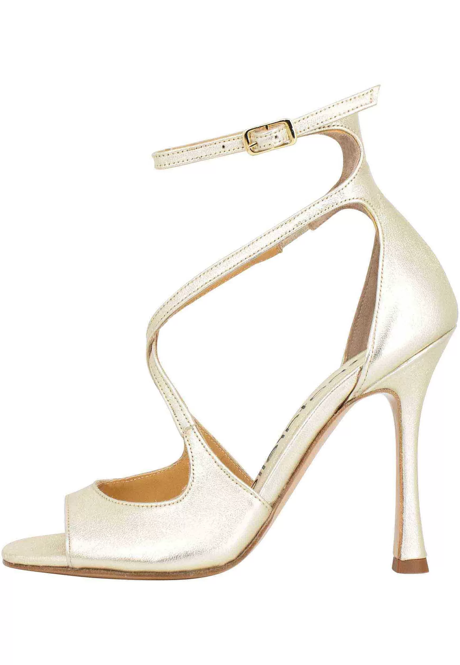 Sandali Donna In Pelle Laminata Platino Tacco Alto E Cinturino Alla Caviglia** Best Sale