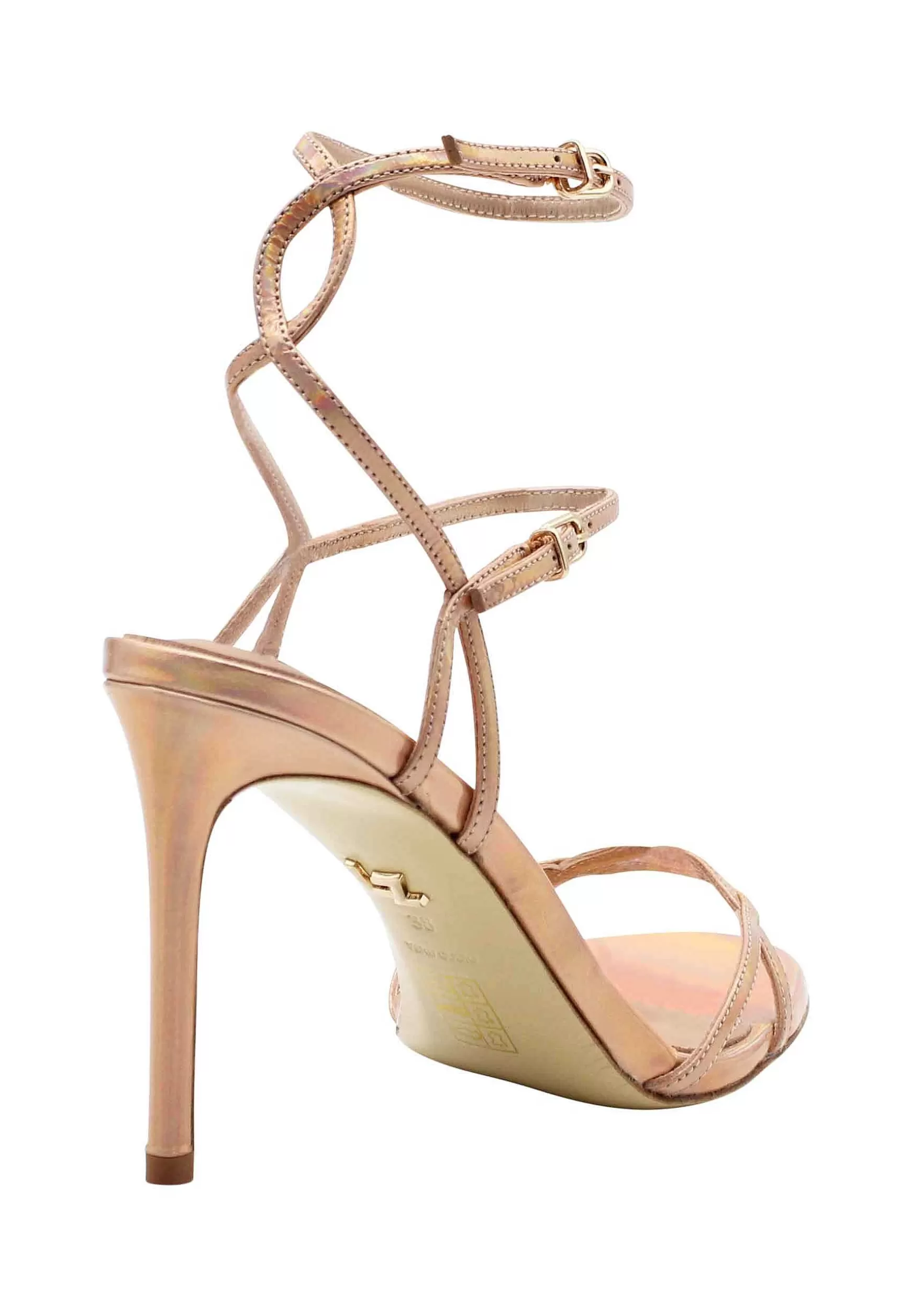 Sandali Donna In Pelle Laminata Rosa Con Doppio Cinturino Alla Caviglia*Lola Cruz Store