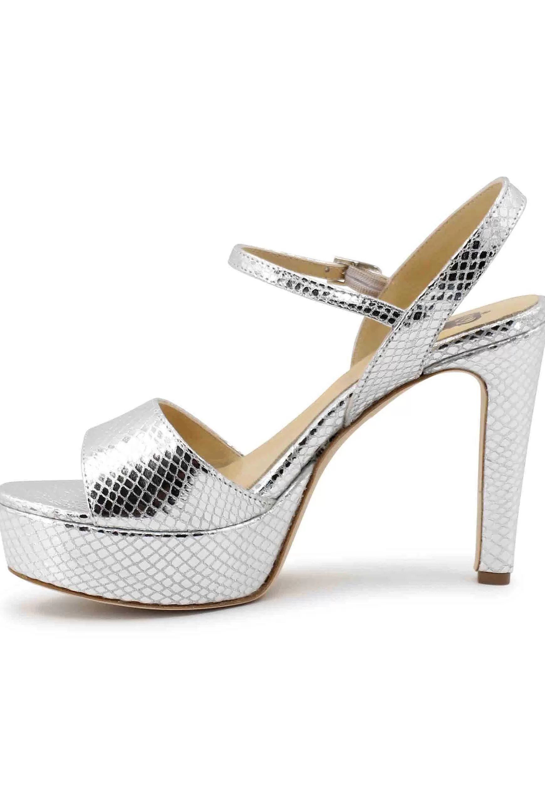 Sandai Donna In Pee aminata Stampata Argento Con Tacco Ato E Pateau*L Flash Sale
