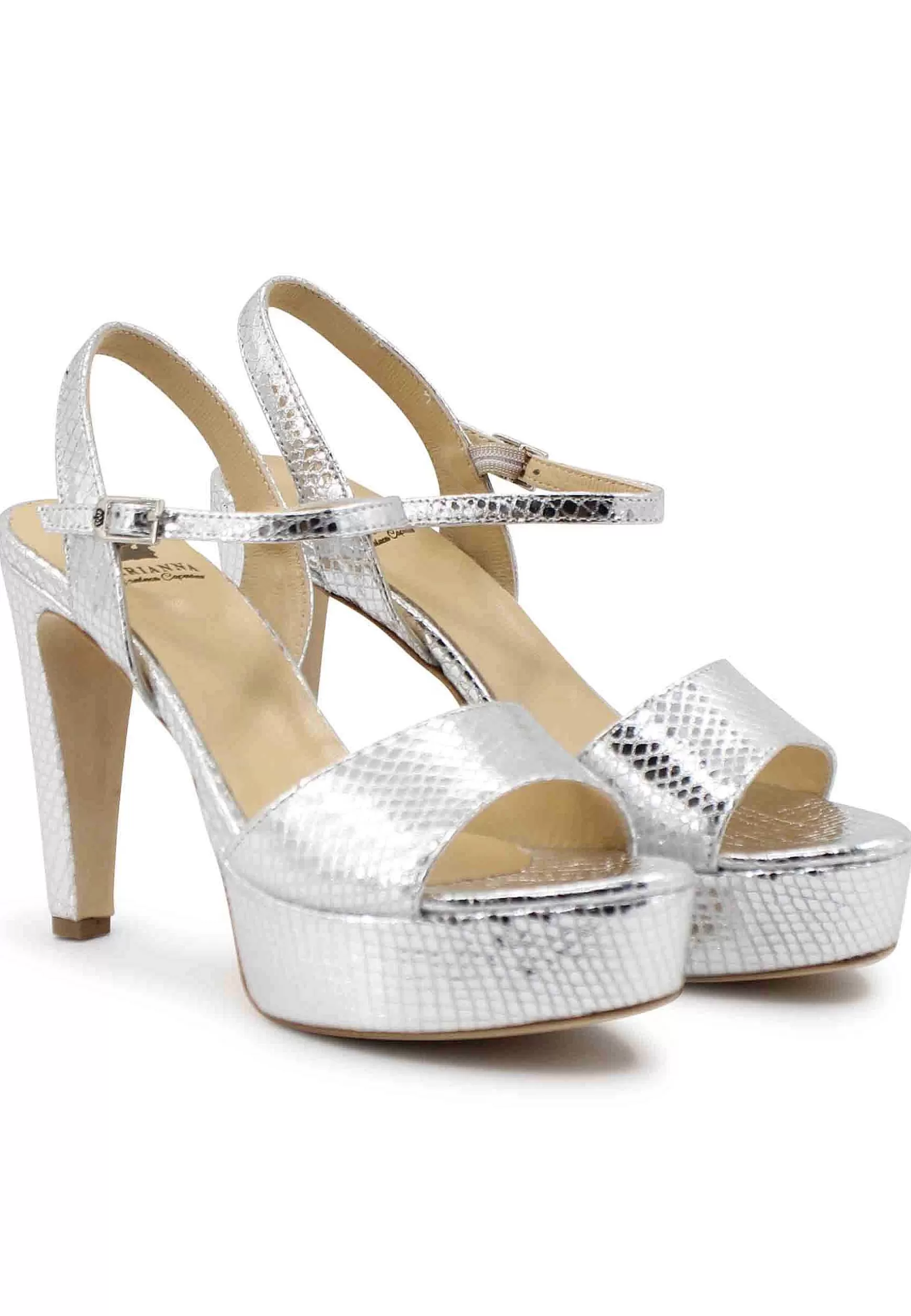 Sandai Donna In Pee aminata Stampata Argento Con Tacco Ato E Pateau*L Flash Sale
