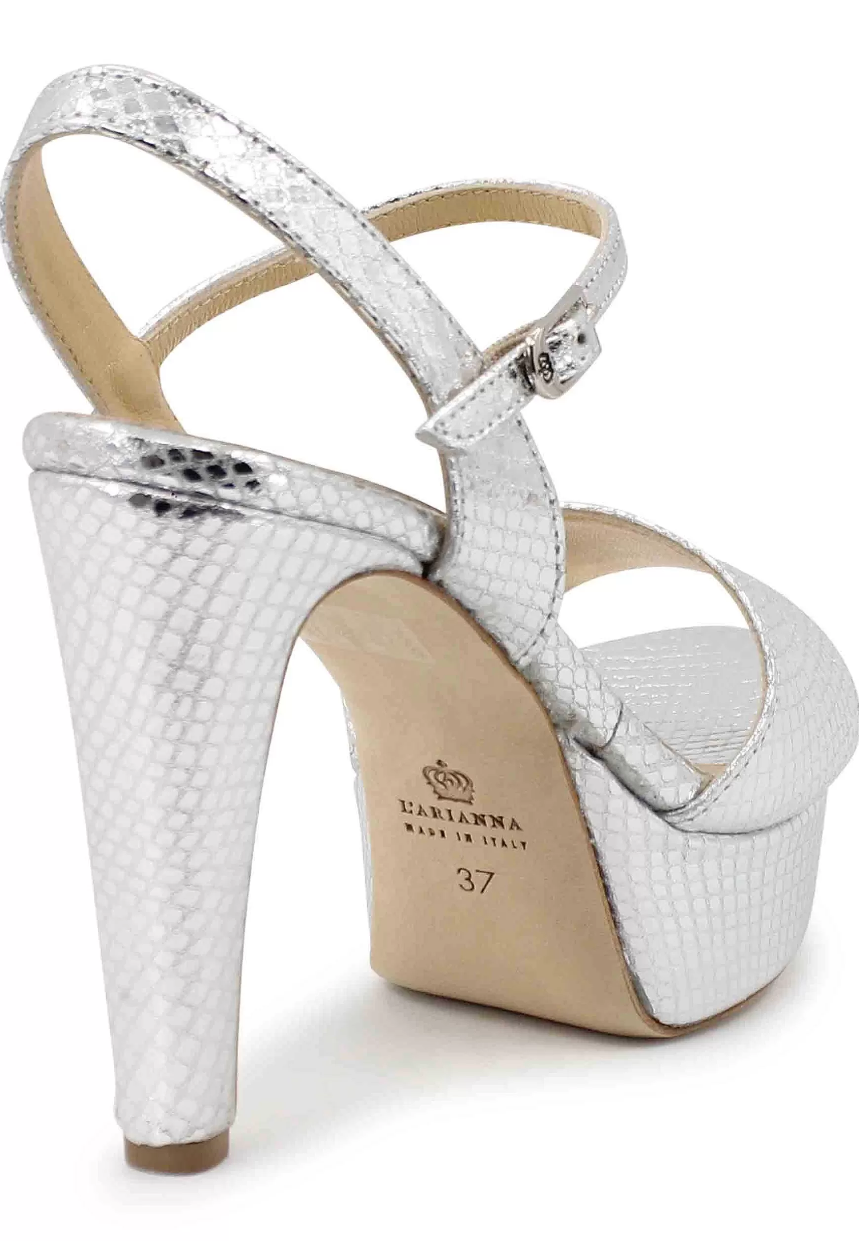 Sandai Donna In Pee aminata Stampata Argento Con Tacco Ato E Pateau*L Flash Sale
