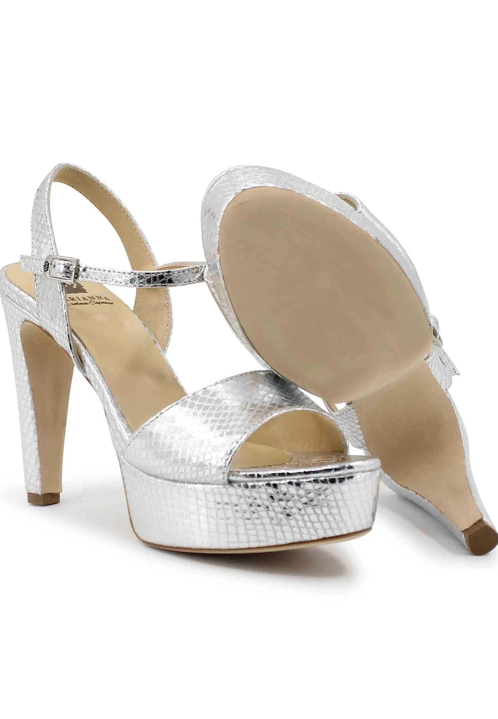 Sandai Donna In Pee aminata Stampata Argento Con Tacco Ato E Pateau*L Flash Sale
