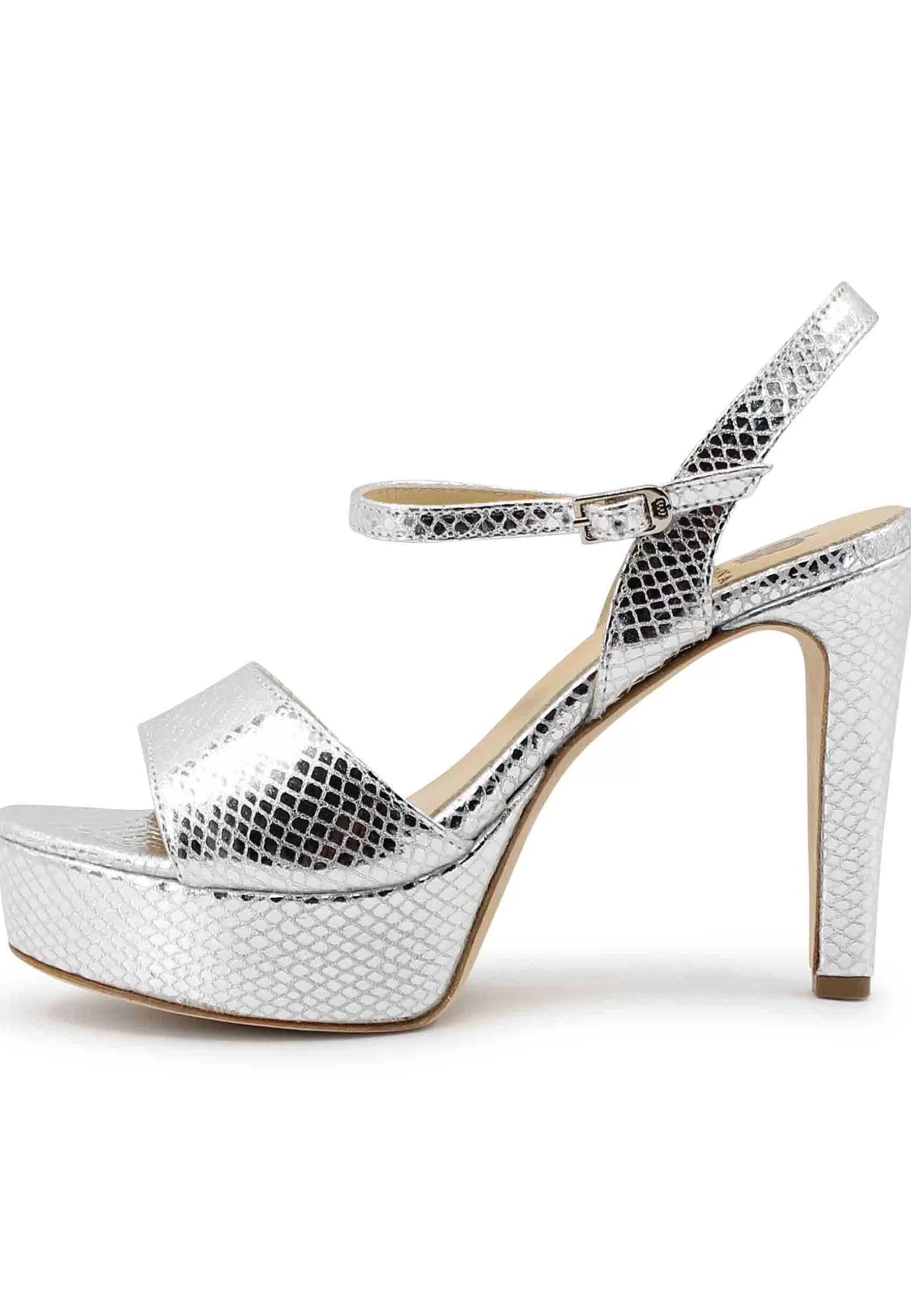 Sandai Donna In Pee aminata Stampata Argento Con Tacco Ato E Pateau*L Flash Sale