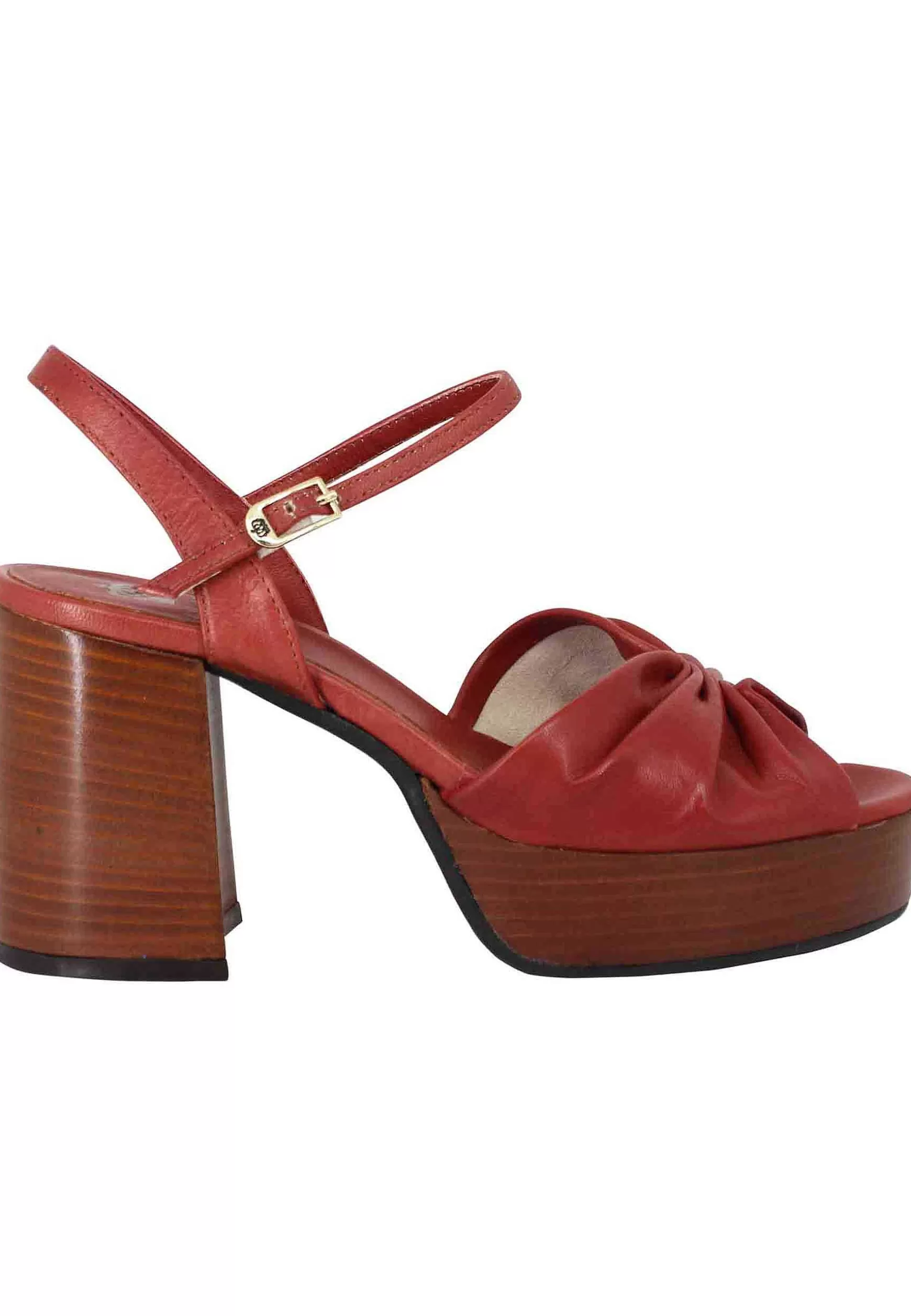 Sandai Donna In Pee Mattone Con Tacco E Pateau In Cuoio*L Flash Sale