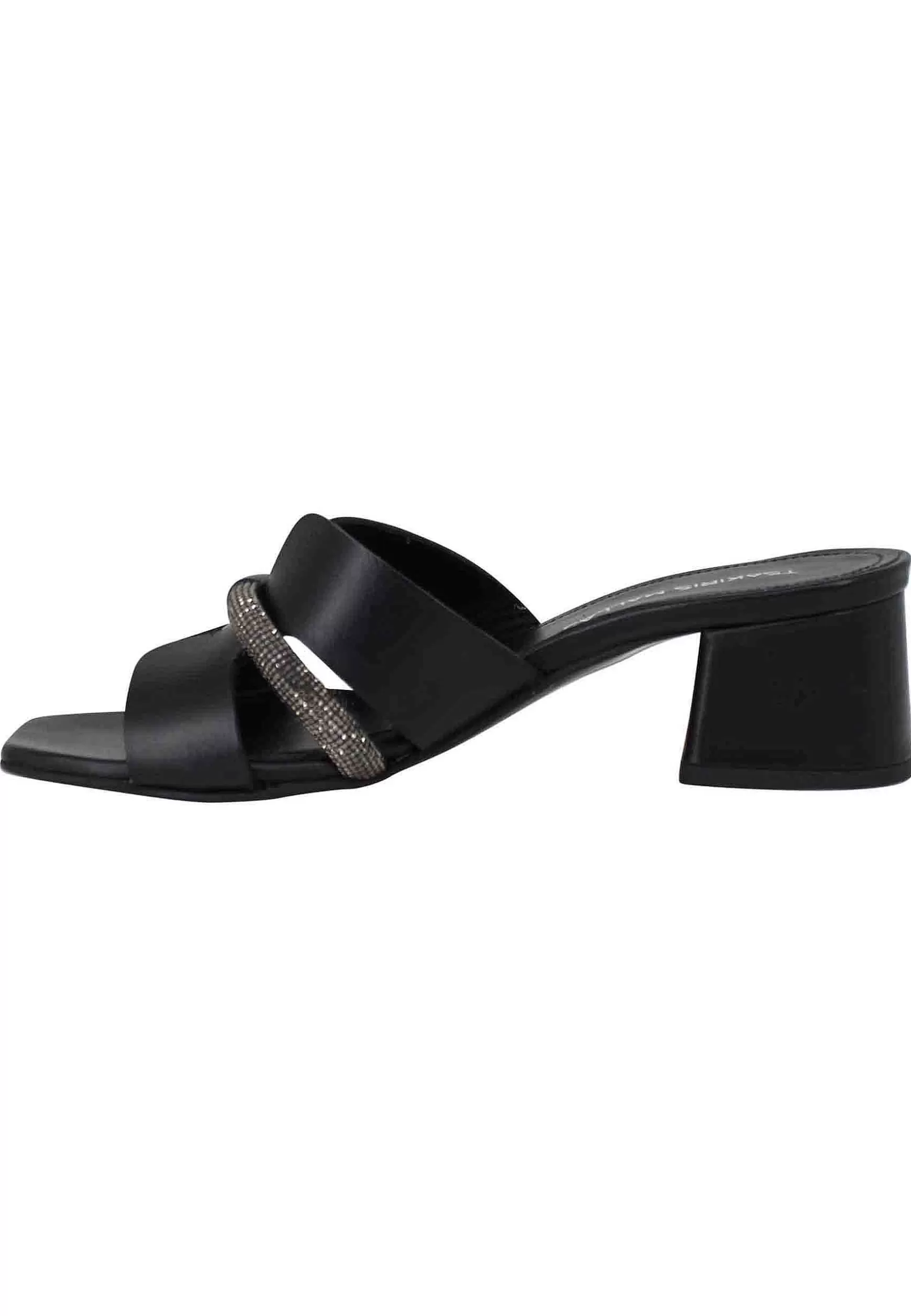 Sandali Donna In Pelle Nera Con Accessorio E Punta Quadra*Tsakiris Mallas Clearance