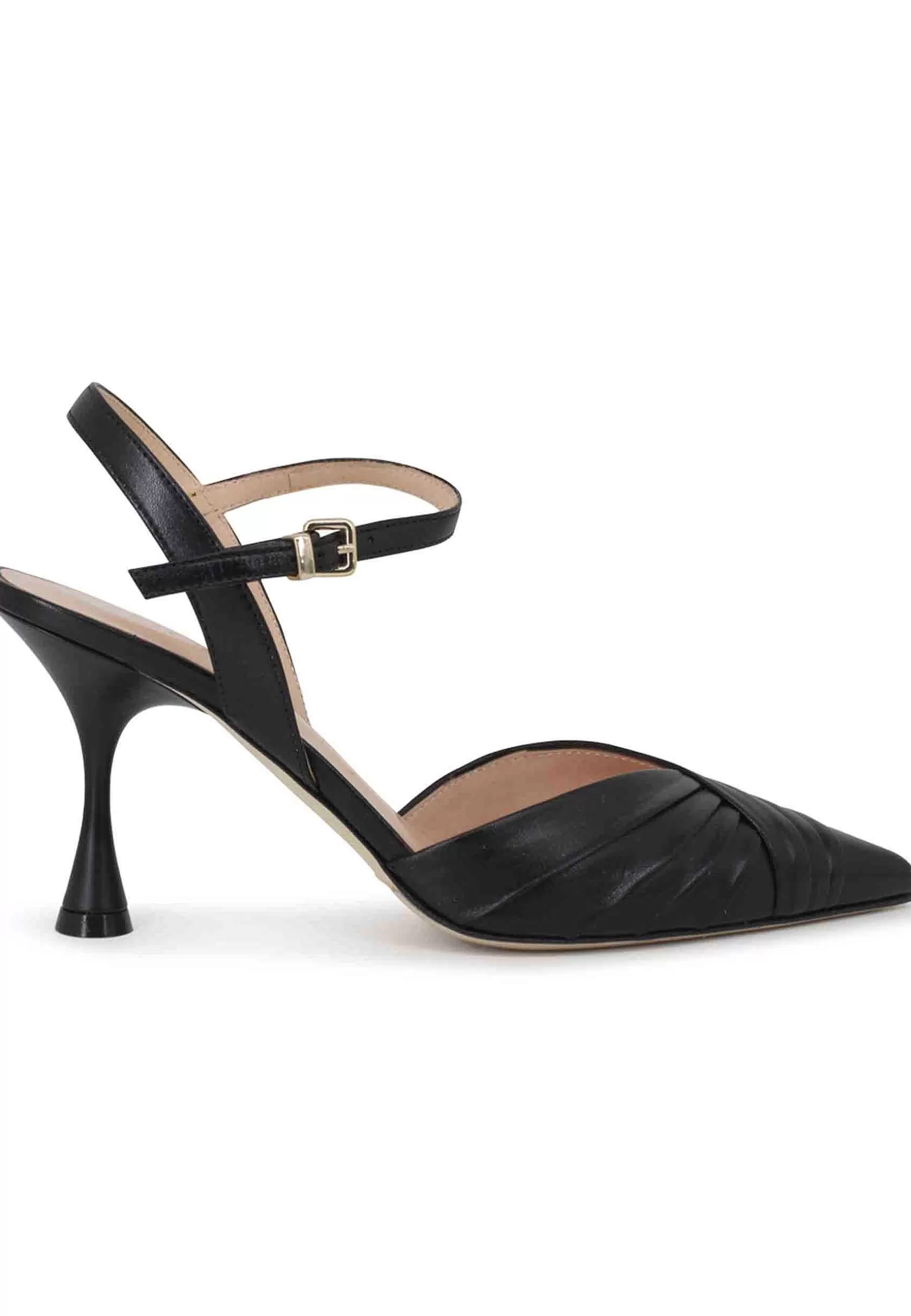 Sandali Donna In Pelle Nera Con Cinturino Alla Caviglia E Tacco Alto** Fashion