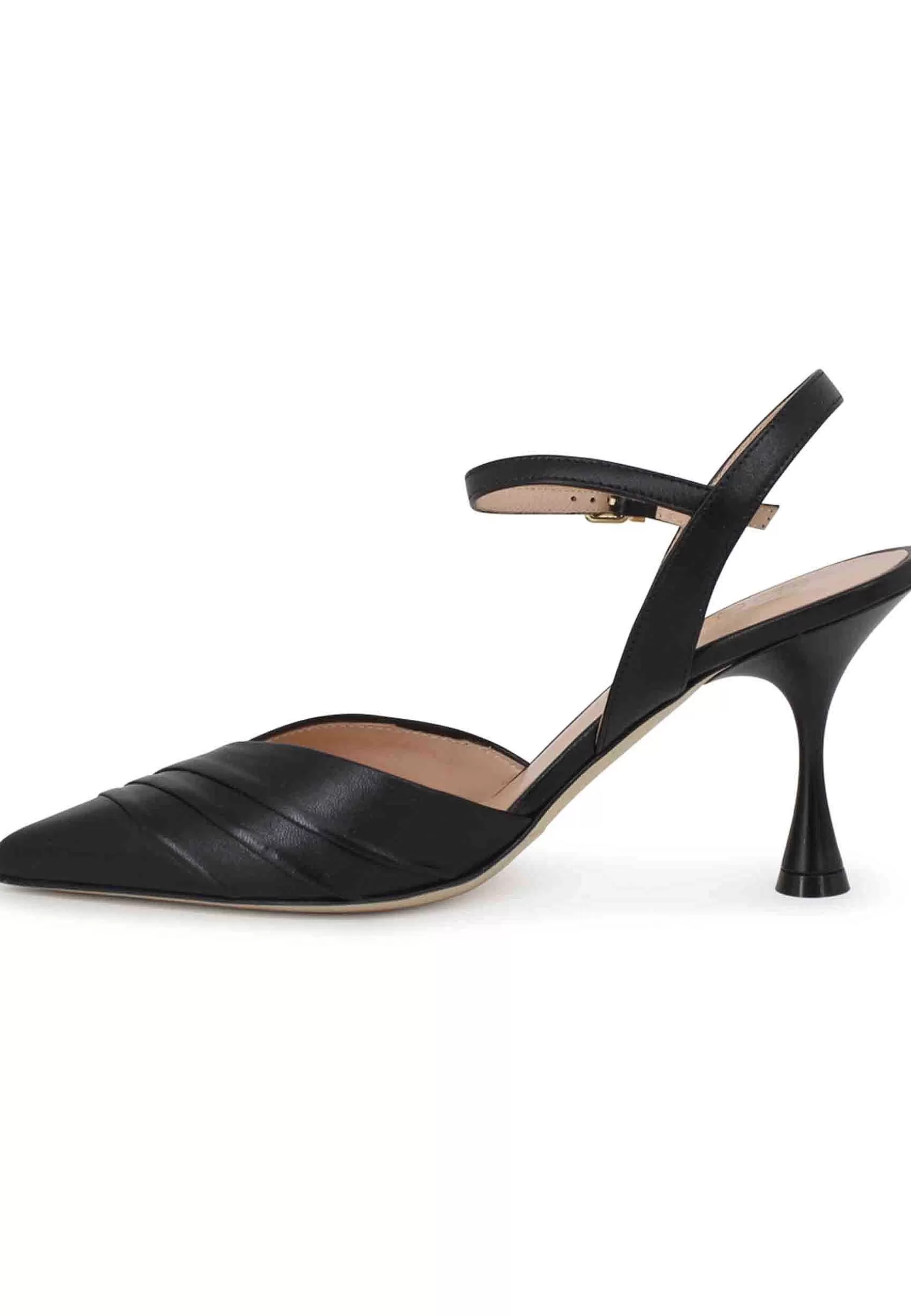Sandali Donna In Pelle Nera Con Cinturino Alla Caviglia E Tacco Alto** Fashion