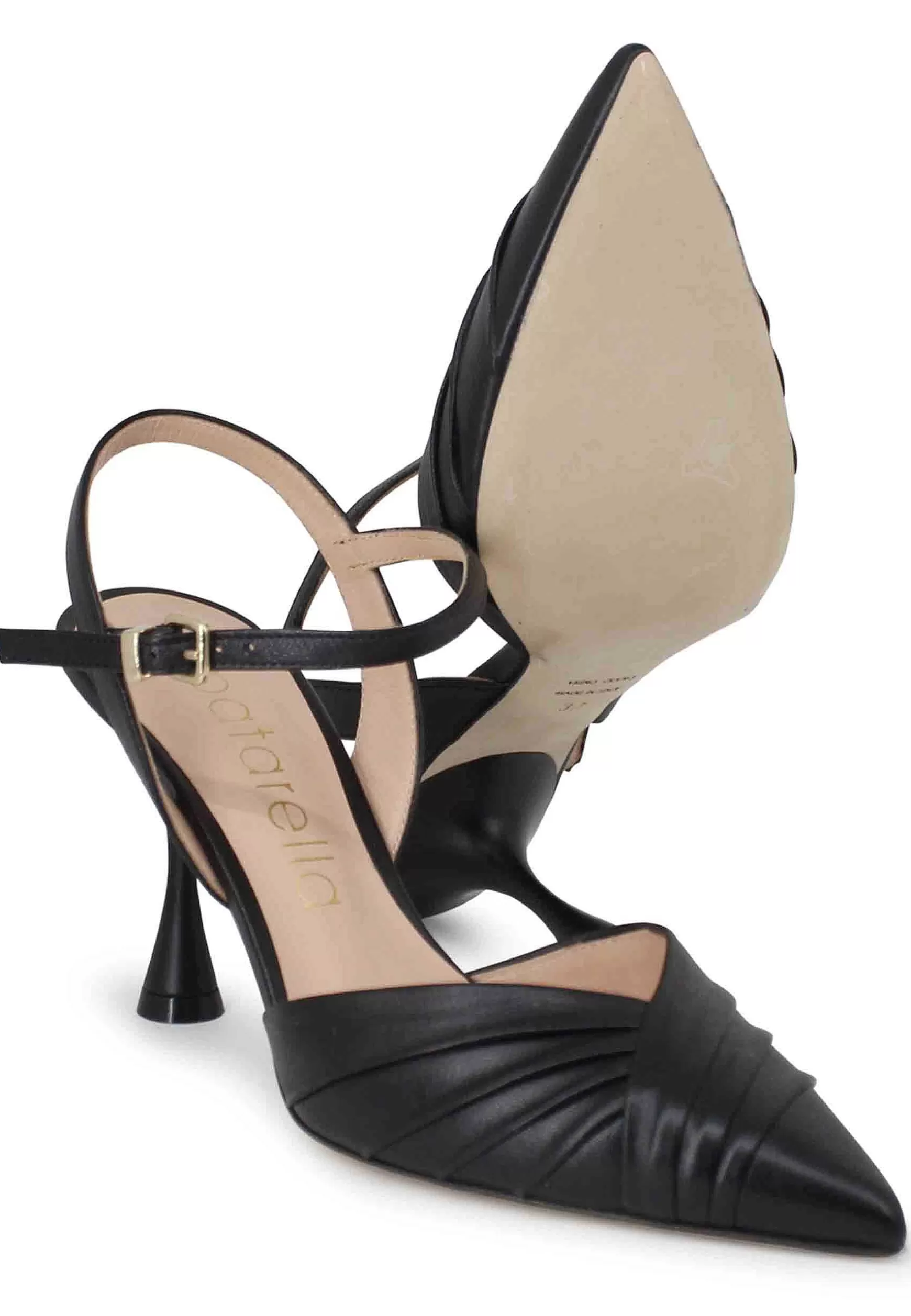 Sandali Donna In Pelle Nera Con Cinturino Alla Caviglia E Tacco Alto** Fashion