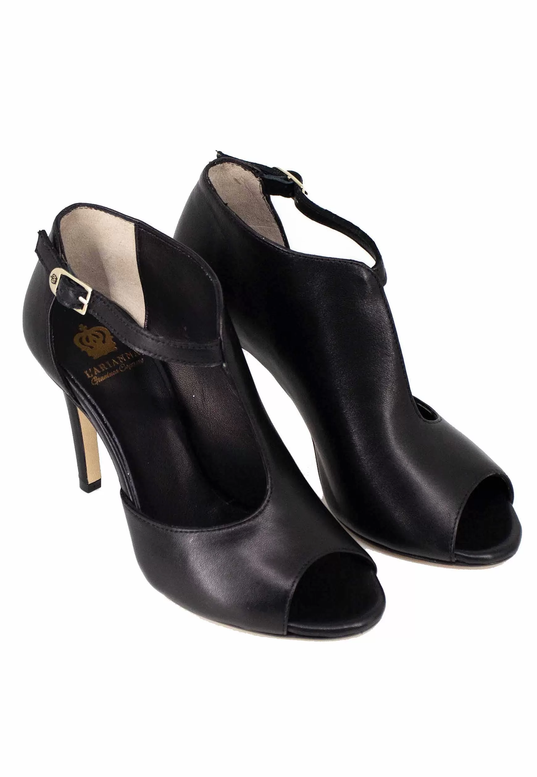 Sandai Donna In Pee Nera Con Cinturino E Tacco Ato*L Fashion