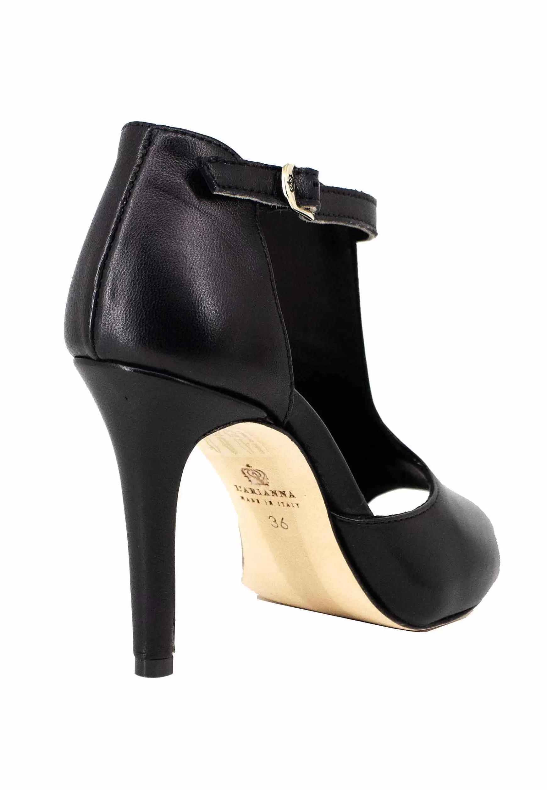 Sandai Donna In Pee Nera Con Cinturino E Tacco Ato*L Fashion