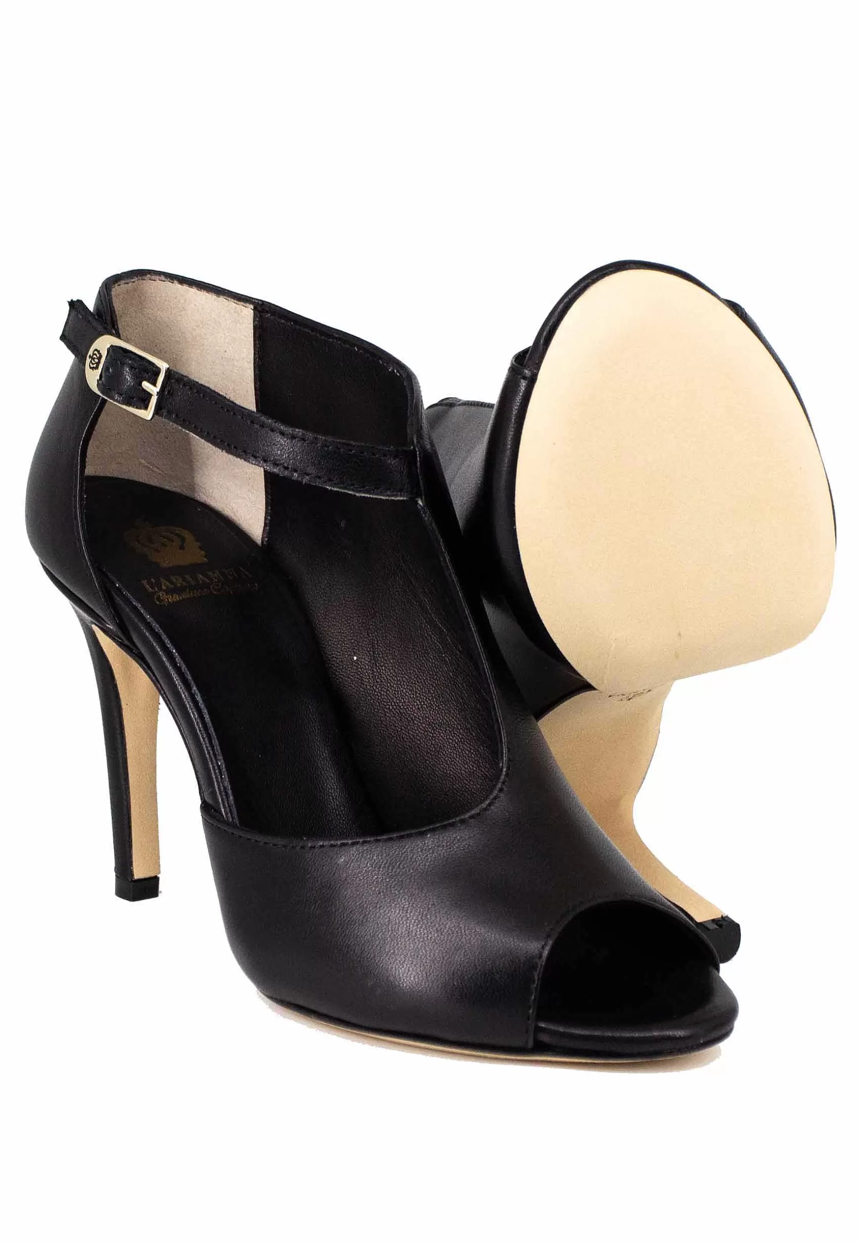 Sandai Donna In Pee Nera Con Cinturino E Tacco Ato*L Fashion