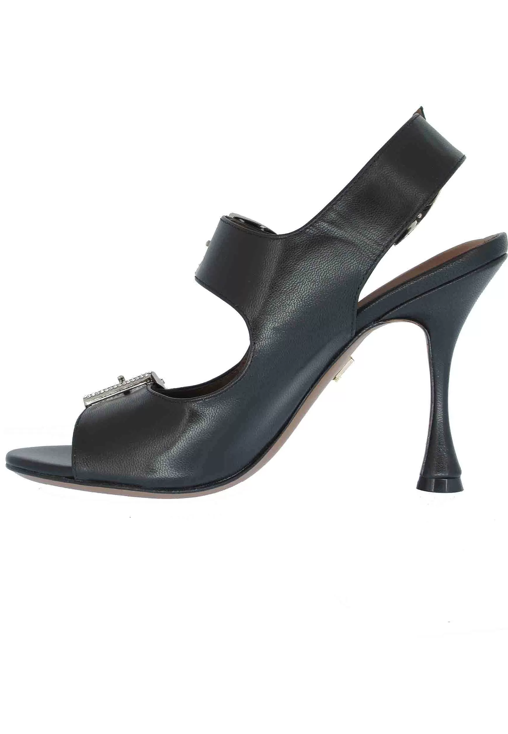 Sandali Donna In Pelle Nera Con Fibbia Strass E Tacco Alto*Lola Cruz Best Sale