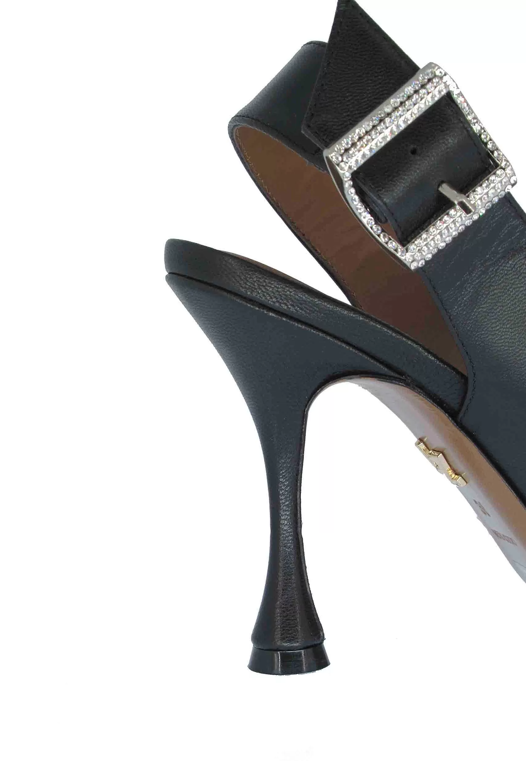 Sandali Donna In Pelle Nera Con Fibbia Strass E Tacco Alto*Lola Cruz Best Sale