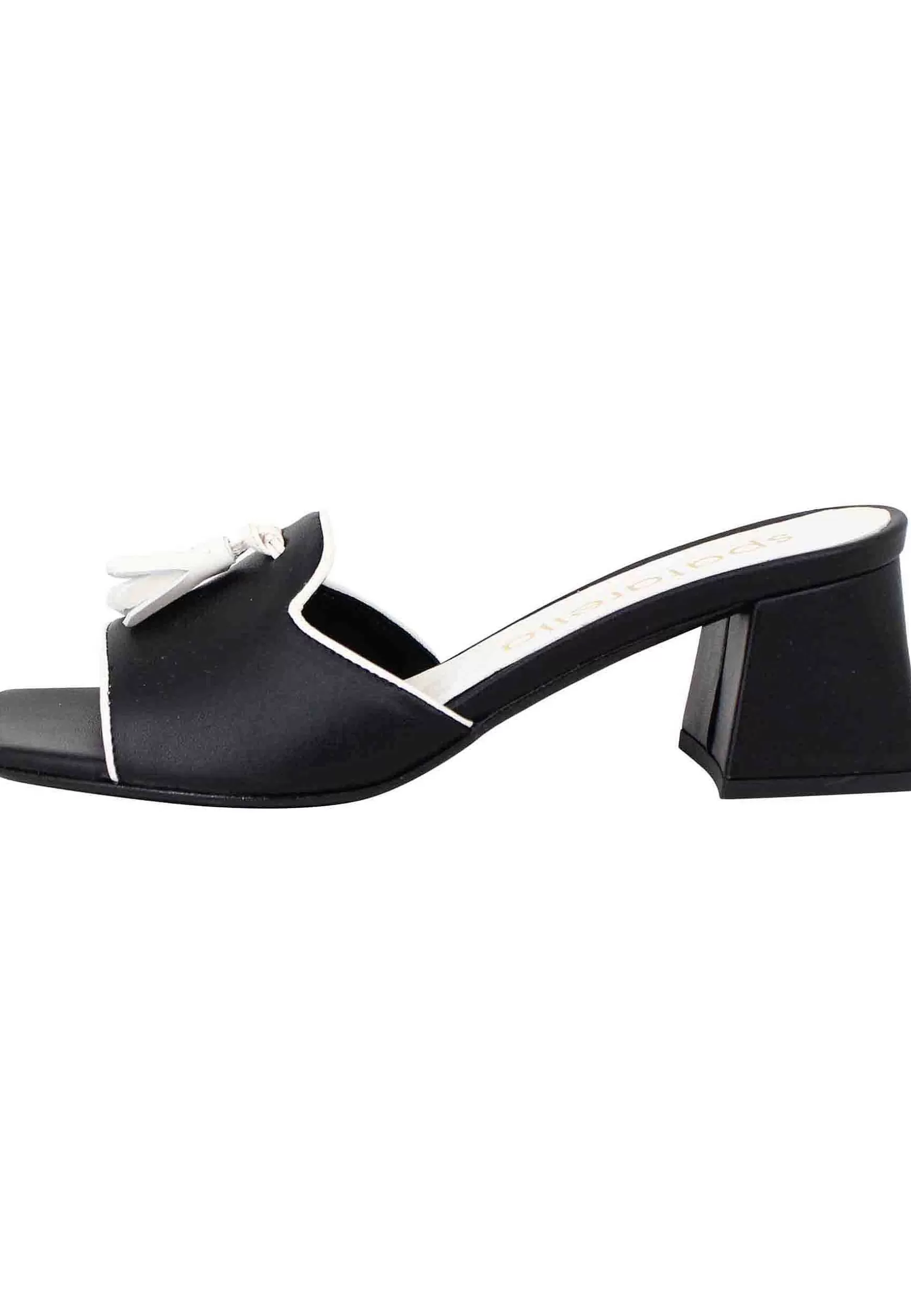 Sandali Donna In Pelle Nera Con Nappine In Contrasto E Punta Quadra** Discount
