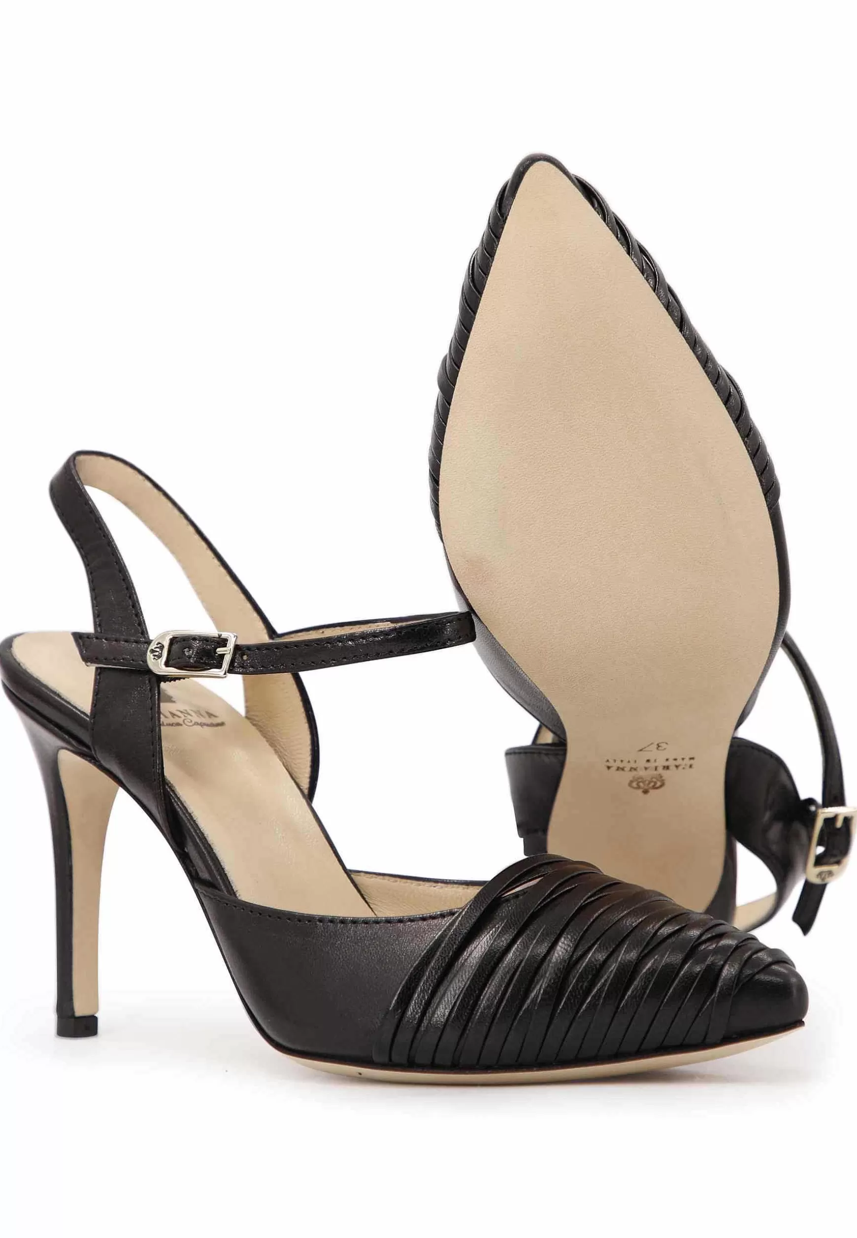 Sandai Donna In Pee Nera Con Tacco Ato E Cinturino Aa Cavigia*L Best