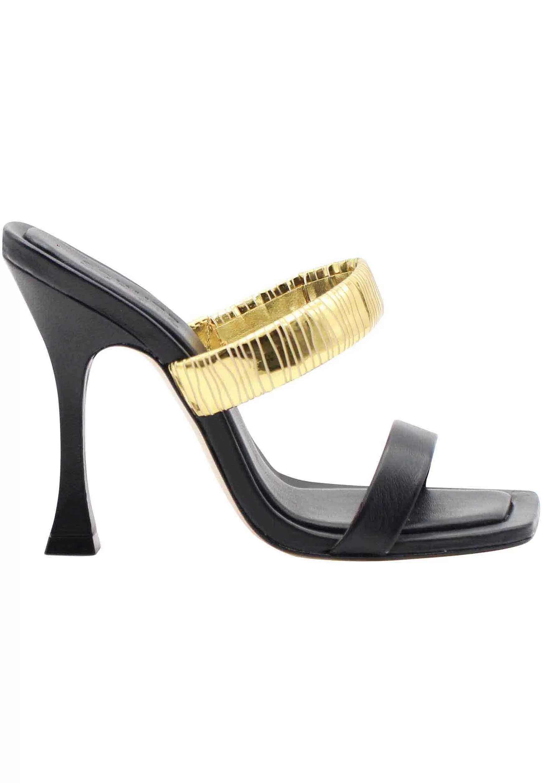 Sandali Donna In Pelle Nera Con Tacco Alto E Fascia In Oro*Schutz Clearance
