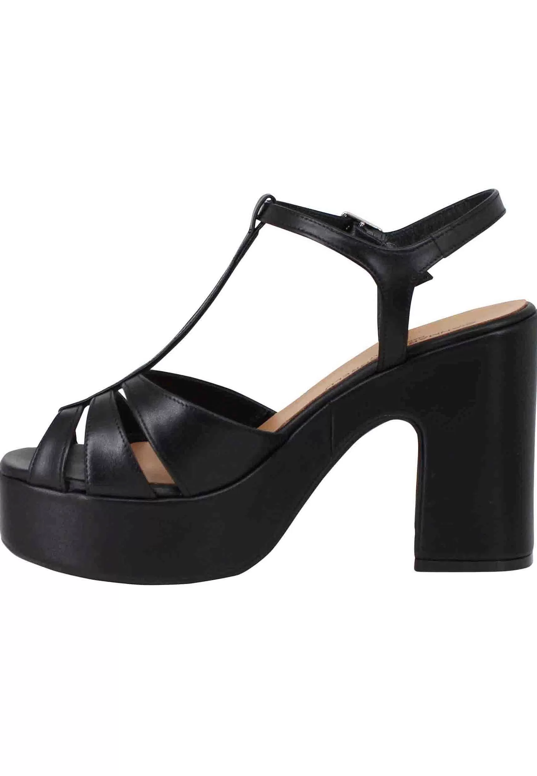 Sandali Donna In Pelle Nera Con Zeppa Alta E Cinturino Alla Caviglia*Gianmarco Sorelli Flash Sale