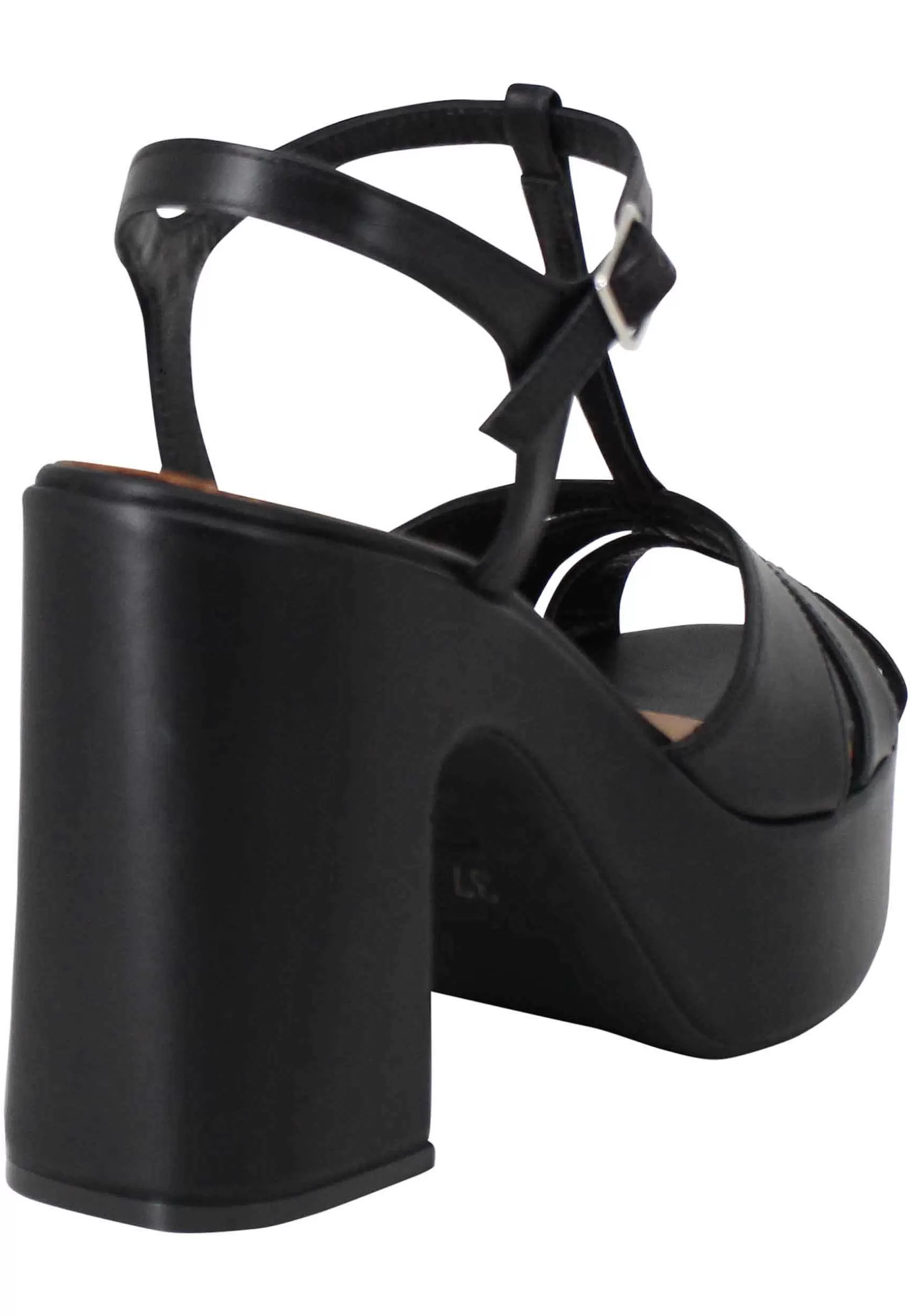 Sandali Donna In Pelle Nera Con Zeppa Alta E Cinturino Alla Caviglia*Gianmarco Sorelli Flash Sale
