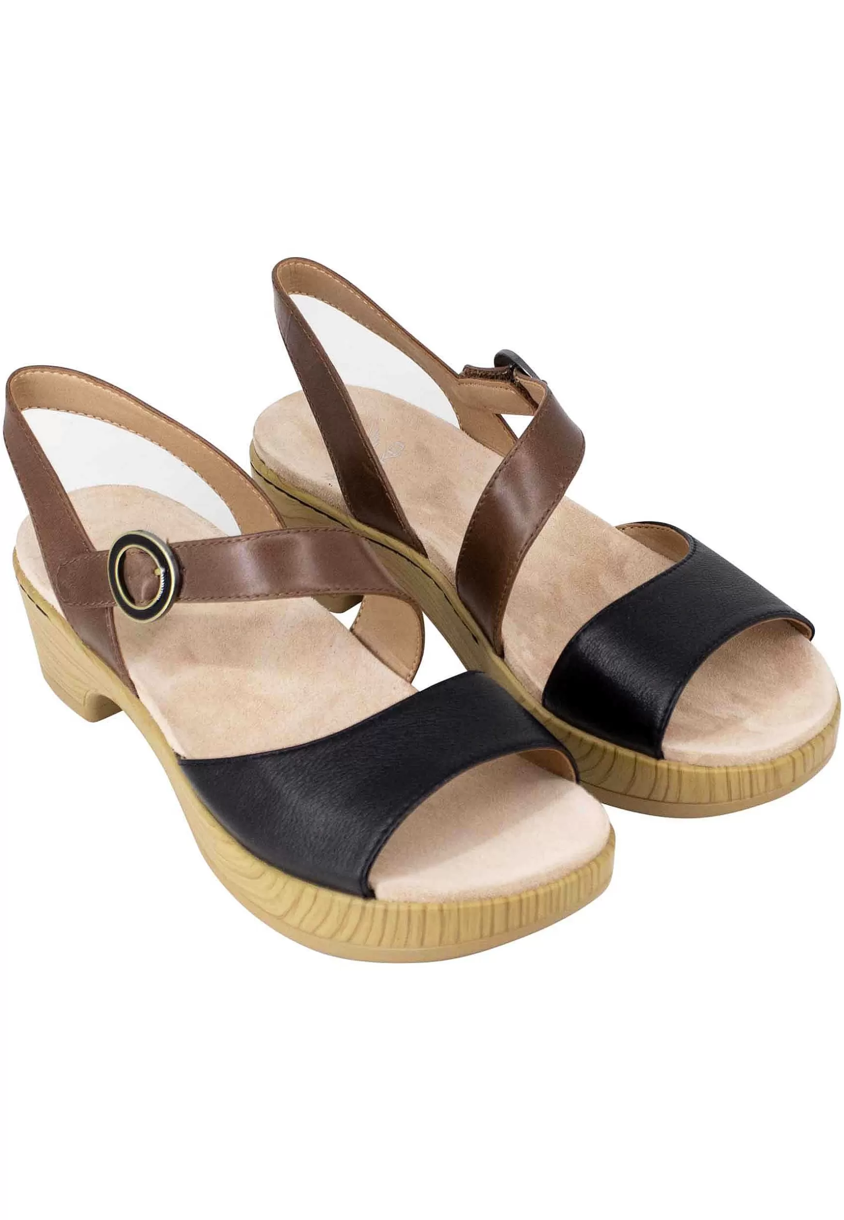 Sandali Donna In Pelle Nera E Marrone Con Zeppa E Cinturino*Dansko Clearance