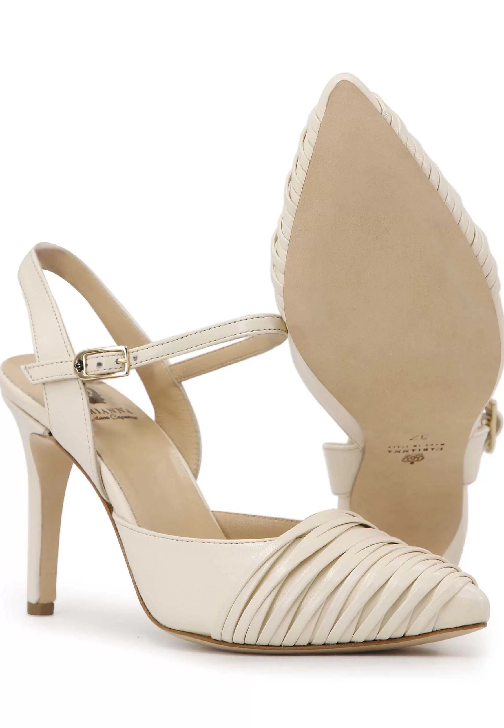 Sandai Donna In Pee Off White Con Tacco Ato E Cinturino Aa Cavigia*L Hot