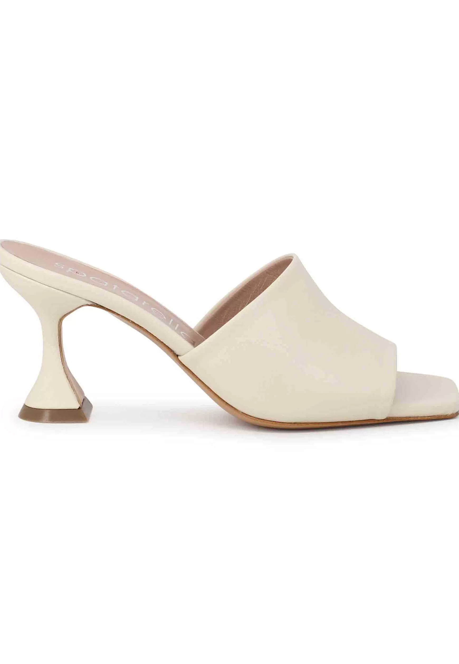 Sandali Donna In Pelle Off White Con Tacco Alto E Punta Quadra** Online