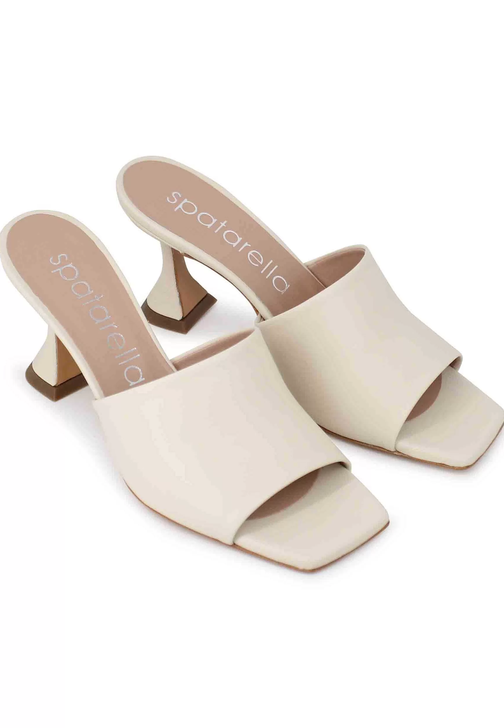 Sandali Donna In Pelle Off White Con Tacco Alto E Punta Quadra** Online