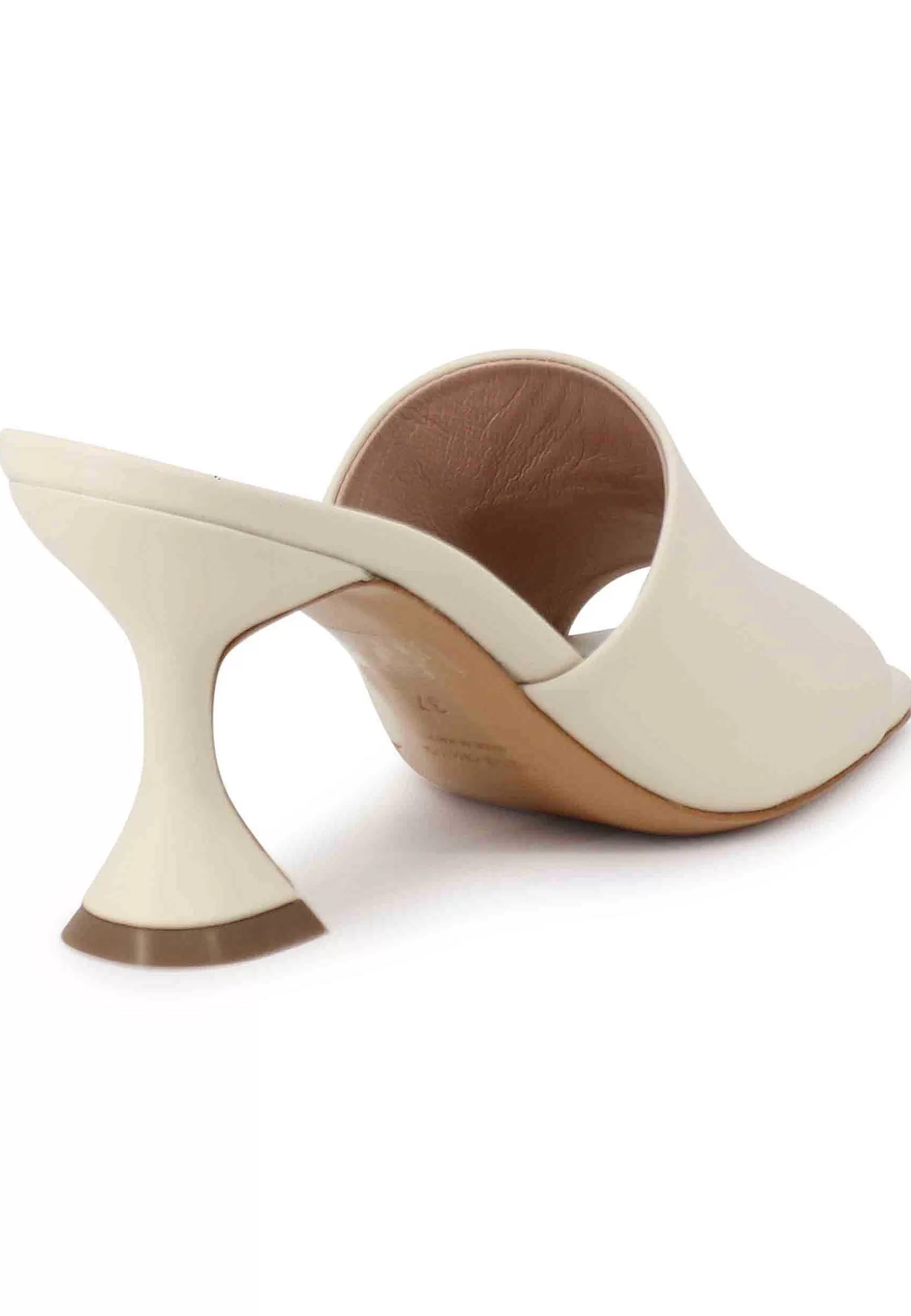 Sandali Donna In Pelle Off White Con Tacco Alto E Punta Quadra** Online