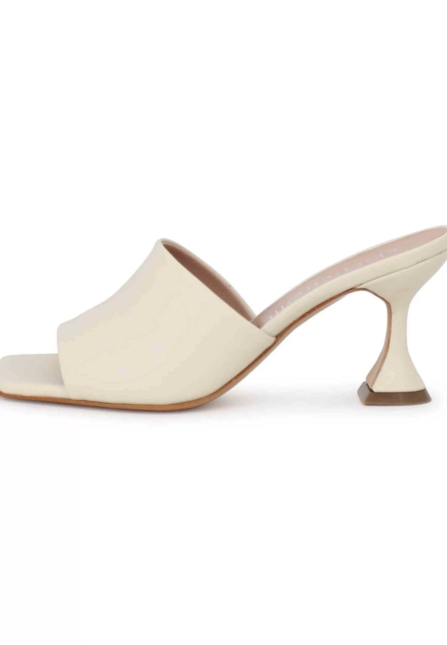 Sandali Donna In Pelle Off White Con Tacco Alto E Punta Quadra** Online