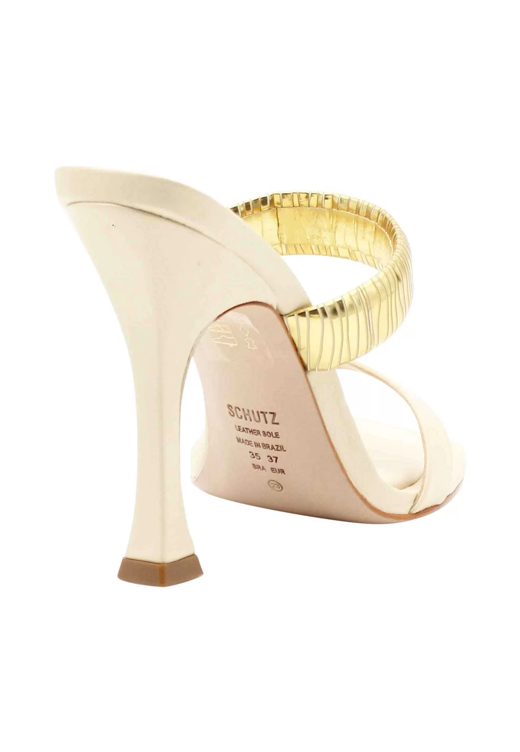 Sandali Donna In Pelle Panna Con Tacco Alto E Fascia In Oro*Schutz Sale