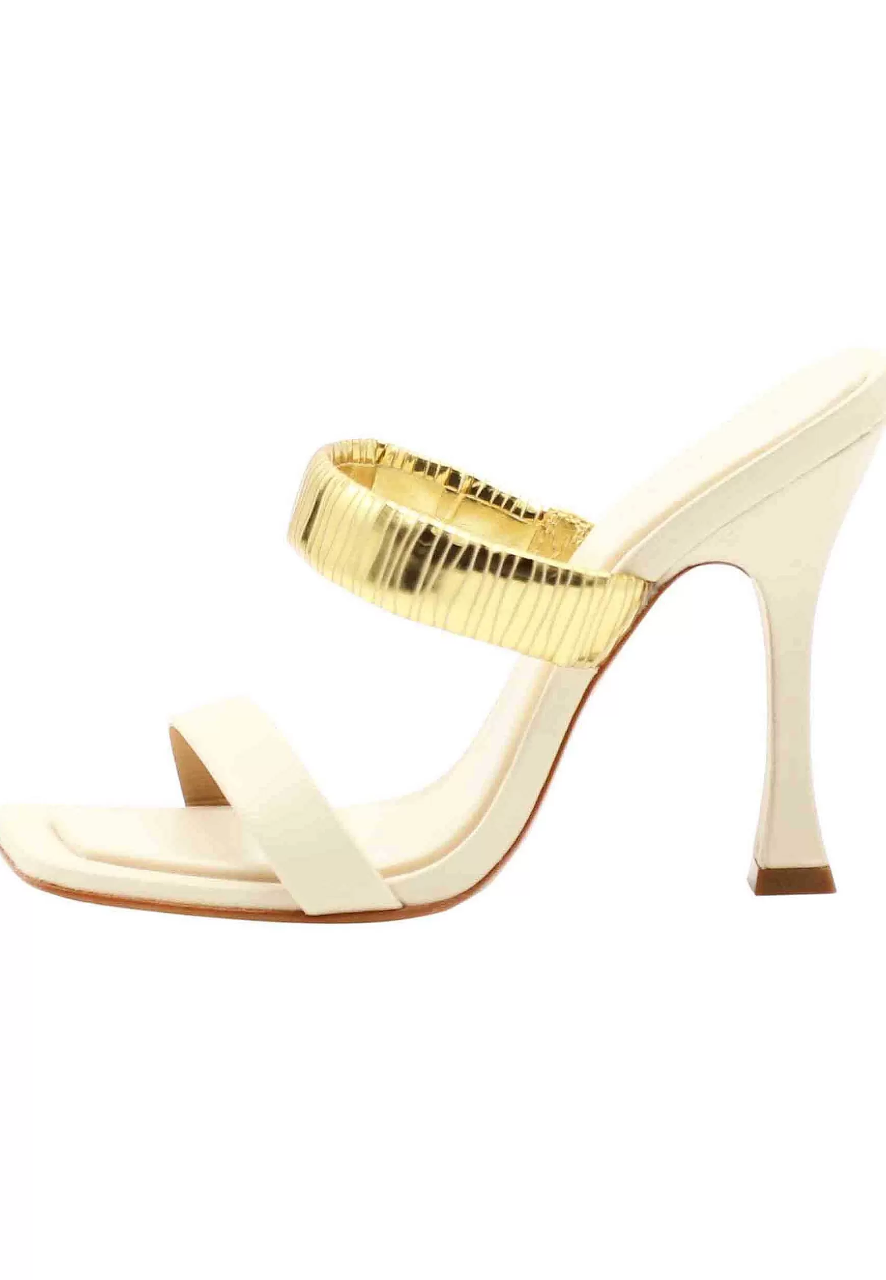 Sandali Donna In Pelle Panna Con Tacco Alto E Fascia In Oro*Schutz Sale