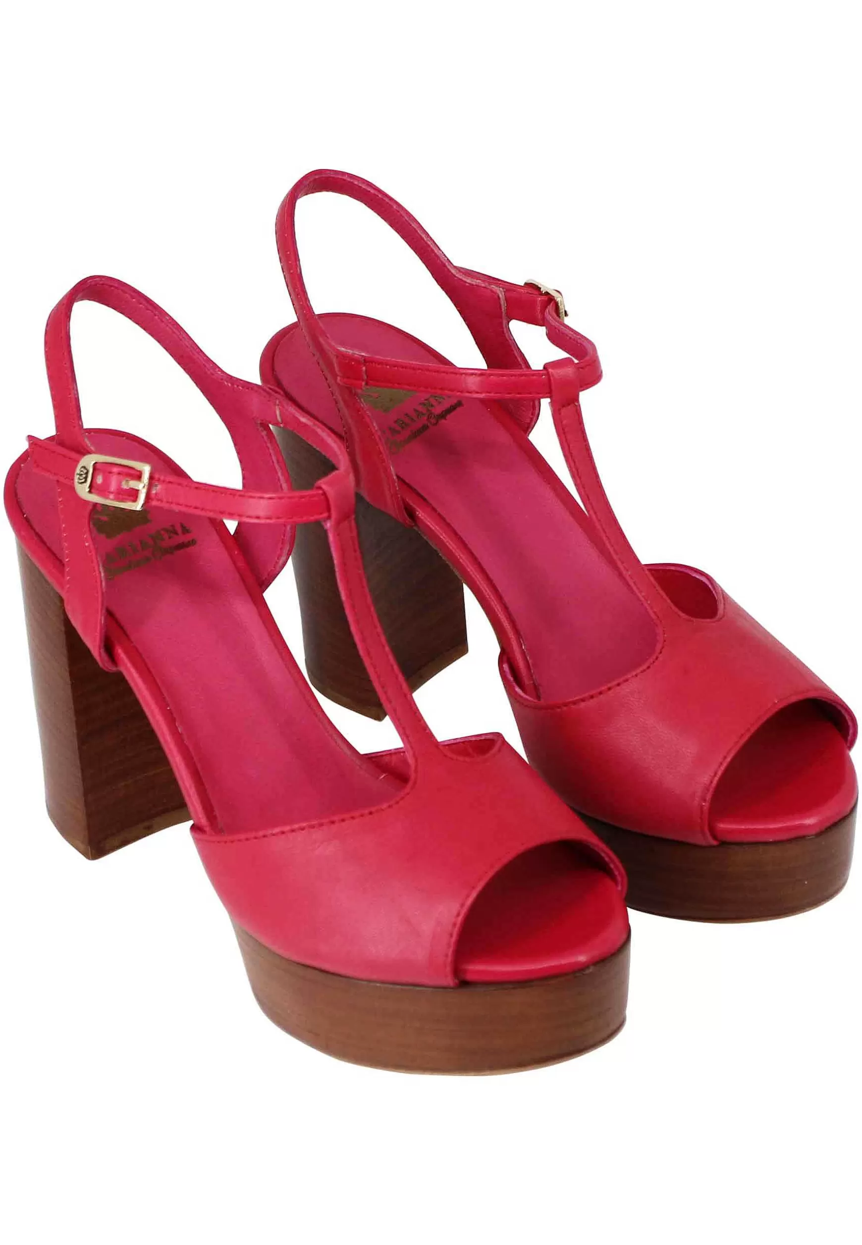 Sandai Donna In Pee Rossa Con Cinturino Tacco Ato E Pateau*L Best Sale