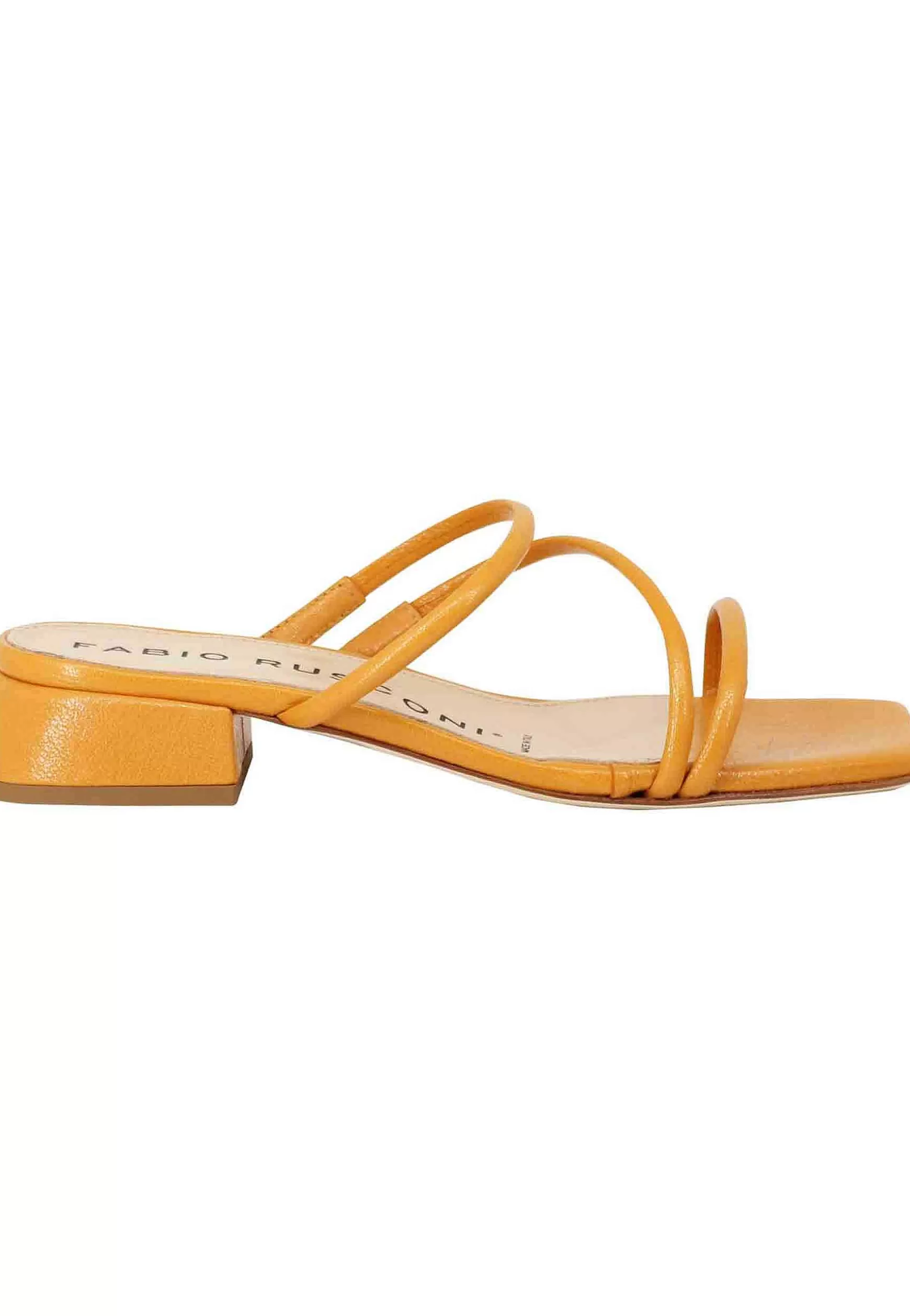 Sandali Donna In Pelle Senape Con Tacco Basso E Punta Quadra*Fabio Rusconi Online