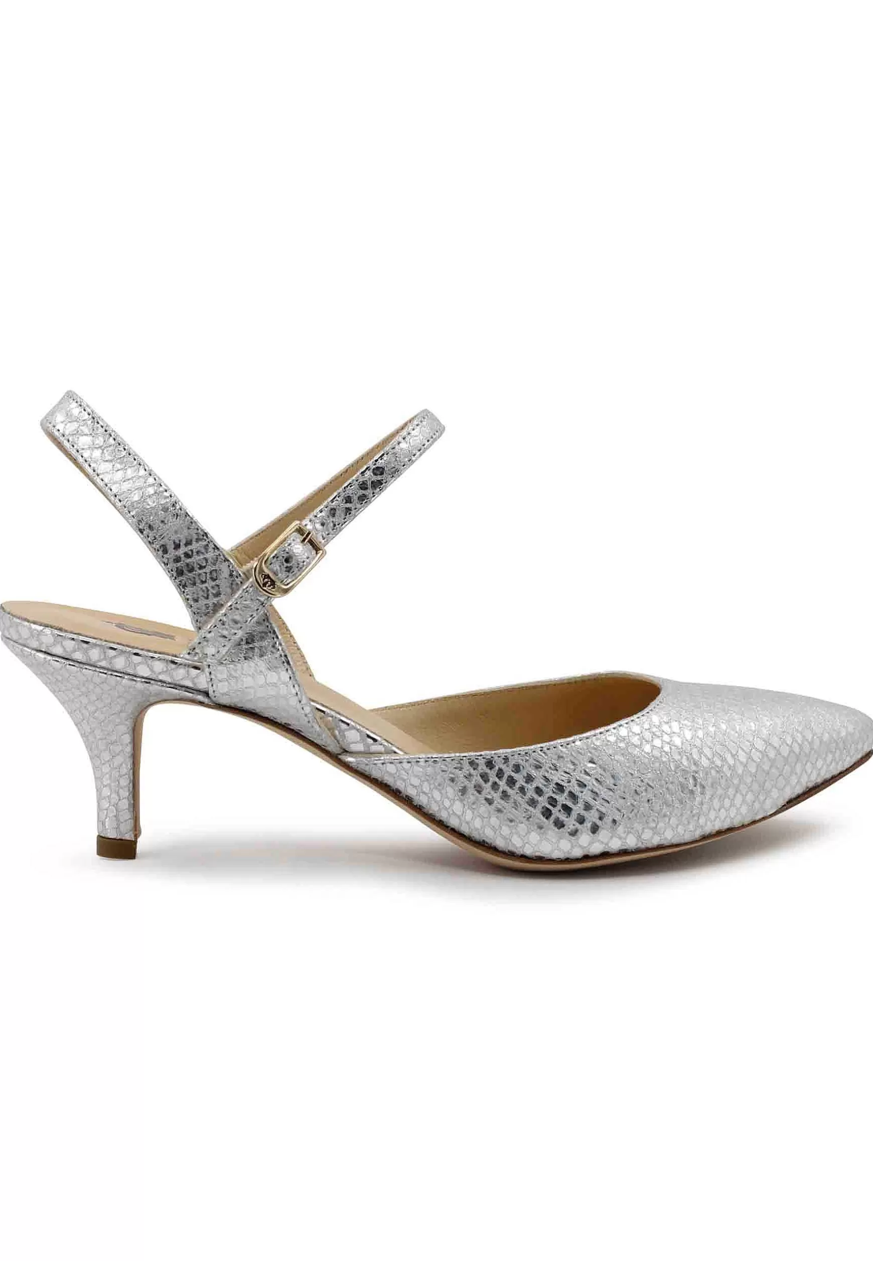 Sandai Donna In Pee Stampata Argento Tacco Medio E Cinturino Aa Cavigia*L Best Sale