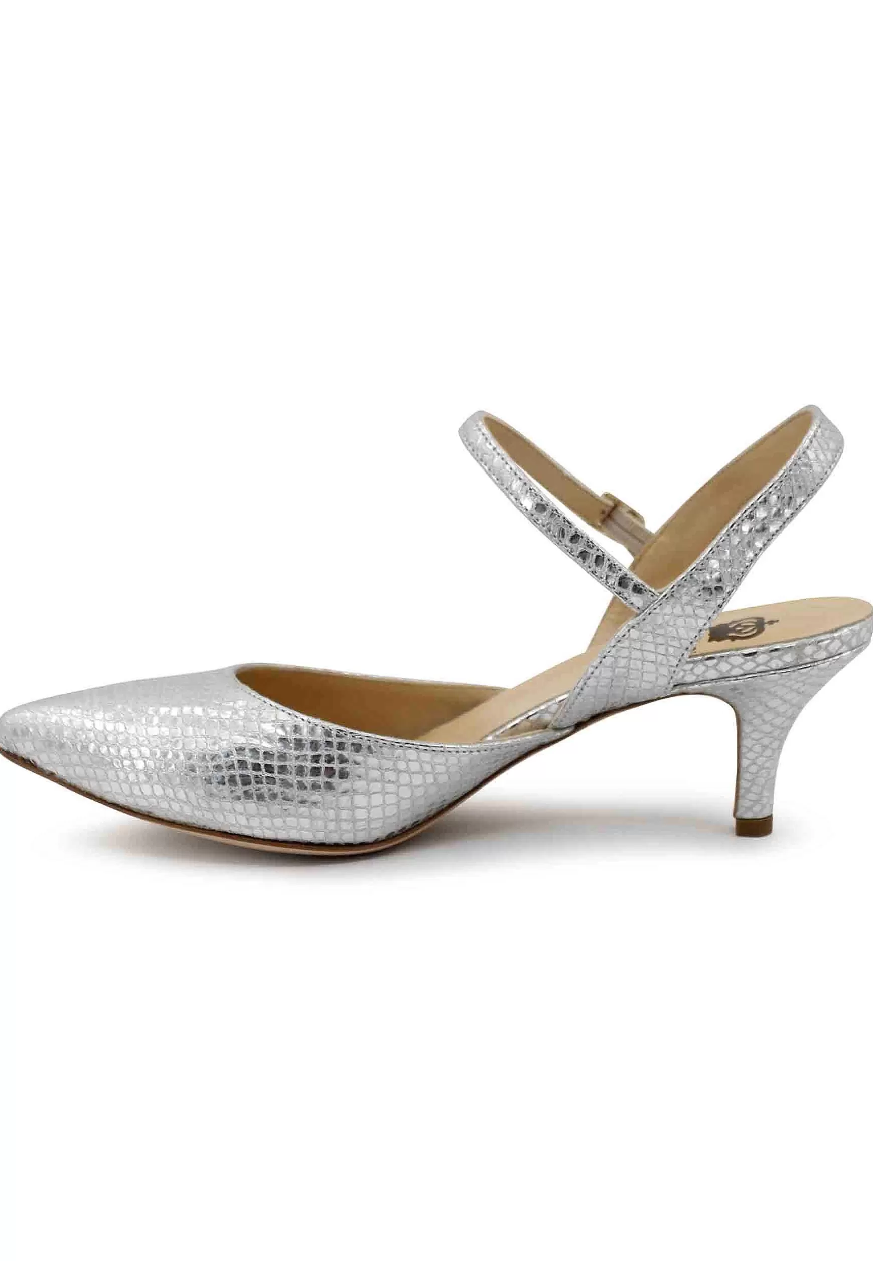 Sandai Donna In Pee Stampata Argento Tacco Medio E Cinturino Aa Cavigia*L Best Sale