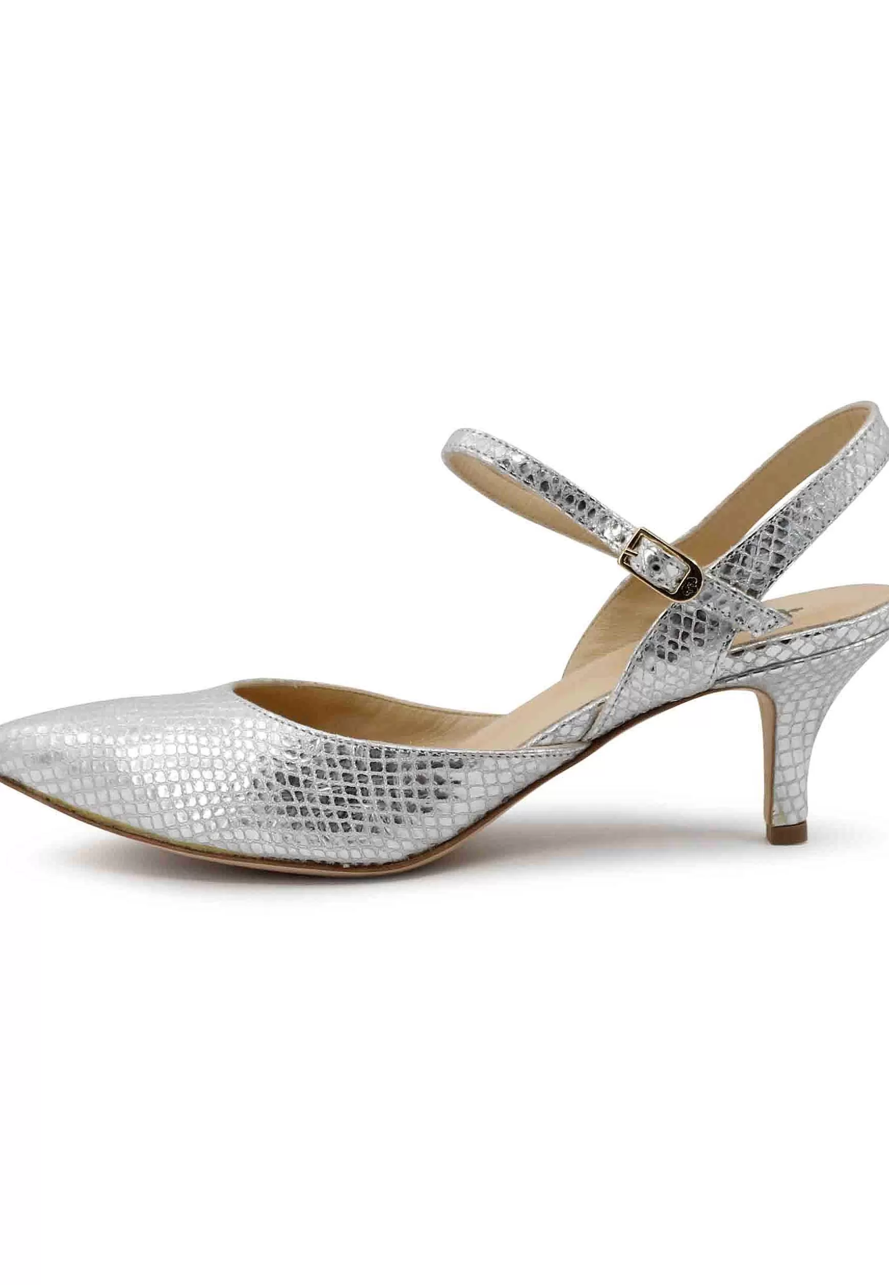 Sandai Donna In Pee Stampata Argento Tacco Medio E Cinturino Aa Cavigia*L Best Sale