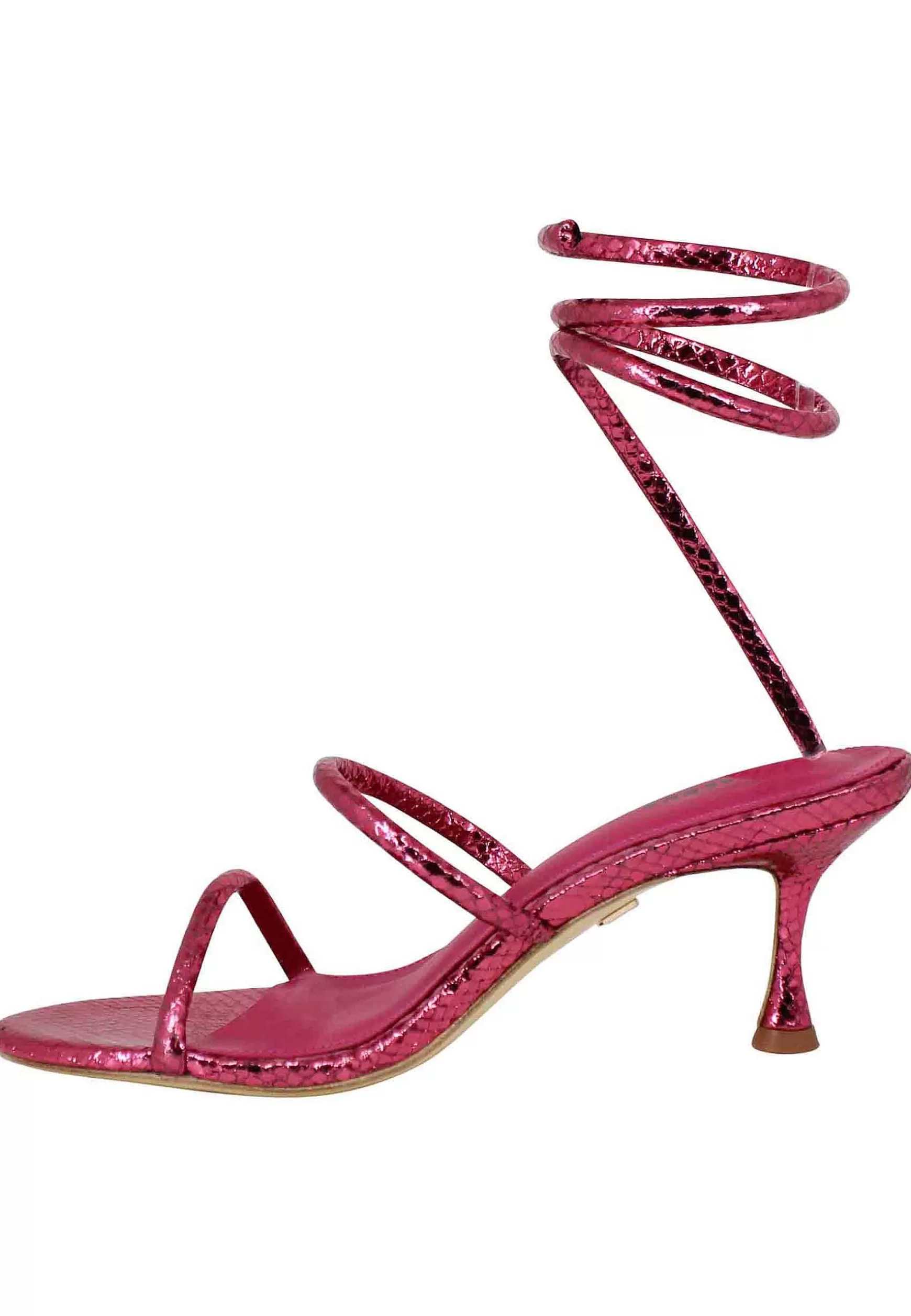 Sandali Donna In Pelle Stampata Fuxia Con Cavigliera A Serpente*Lola Cruz Flash Sale