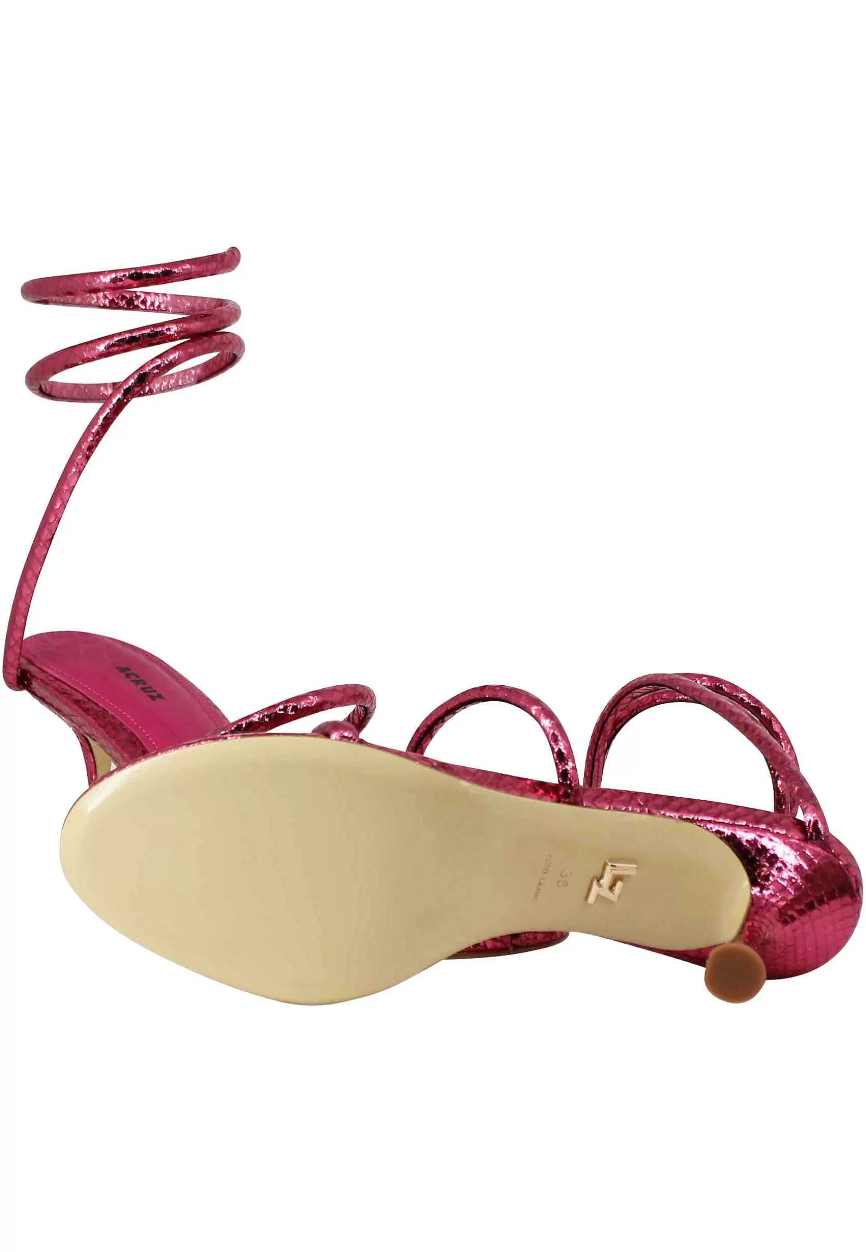 Sandali Donna In Pelle Stampata Fuxia Con Cavigliera A Serpente*Lola Cruz Flash Sale