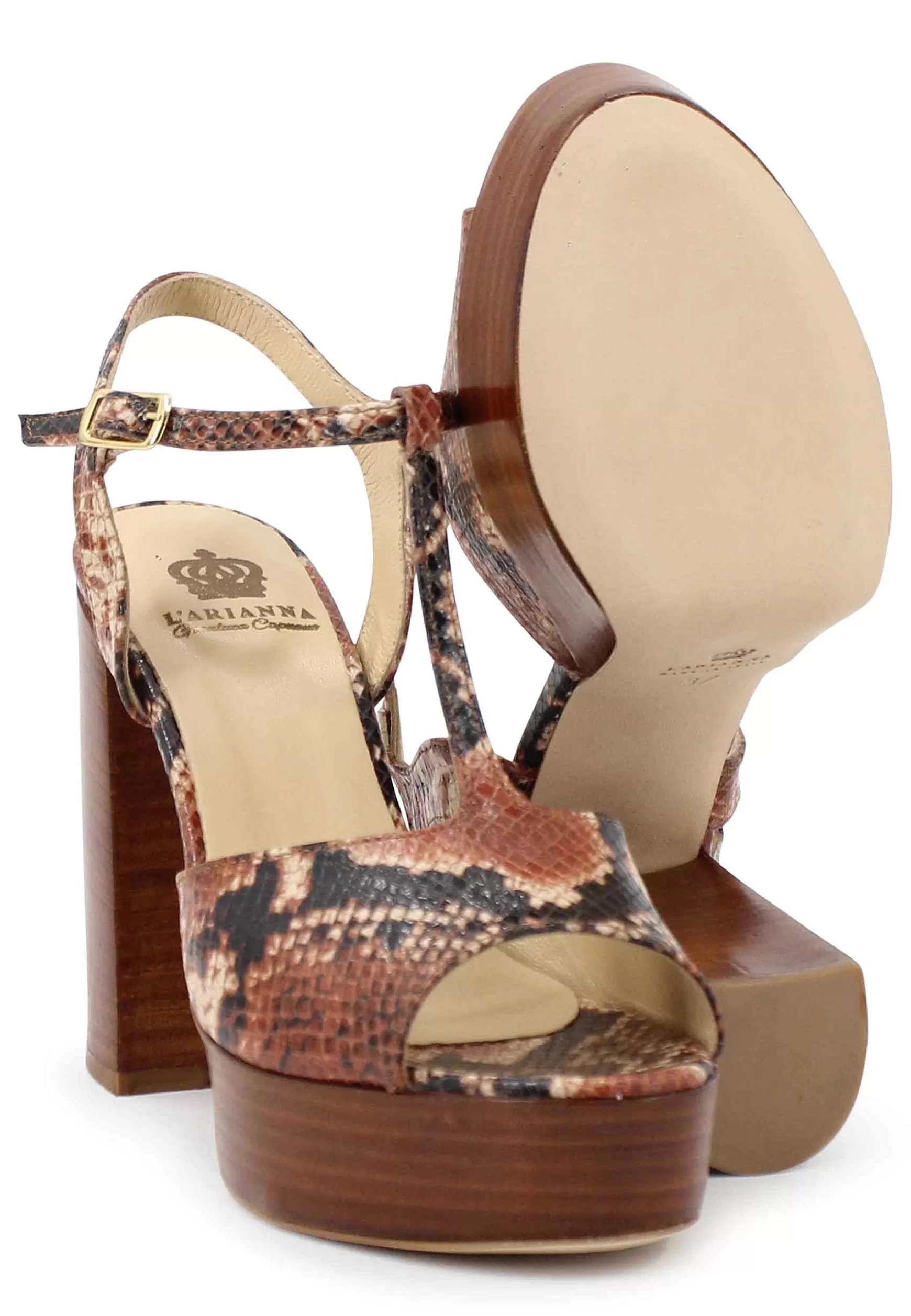 Sandai Donna In Pee Stampata Rosa Con Cinturino Tacco Ato E Pateau*L Cheap
