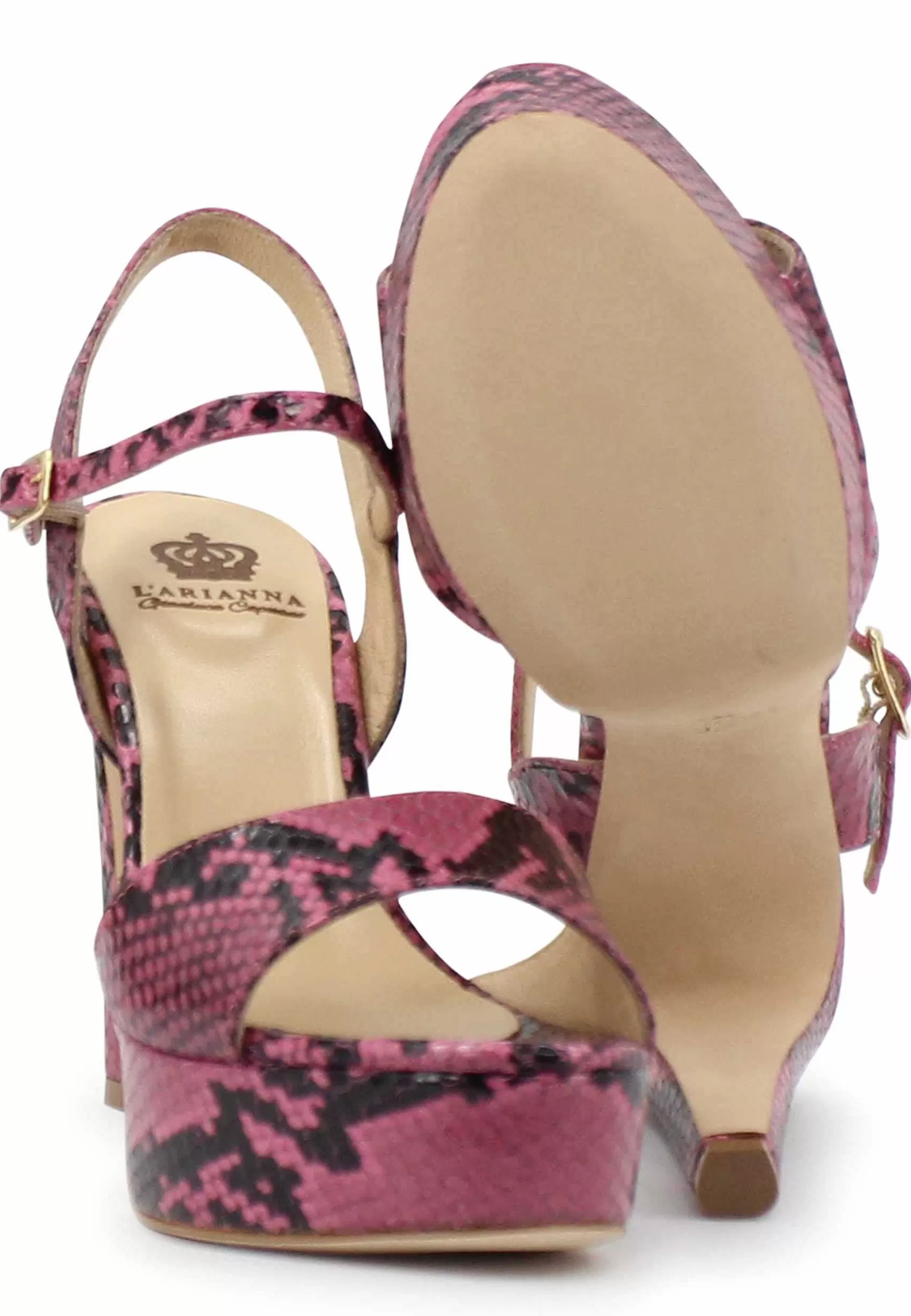 Sandai Donna In Pee Stampata Rosa Con Tacco Ato E Pateau*L Online