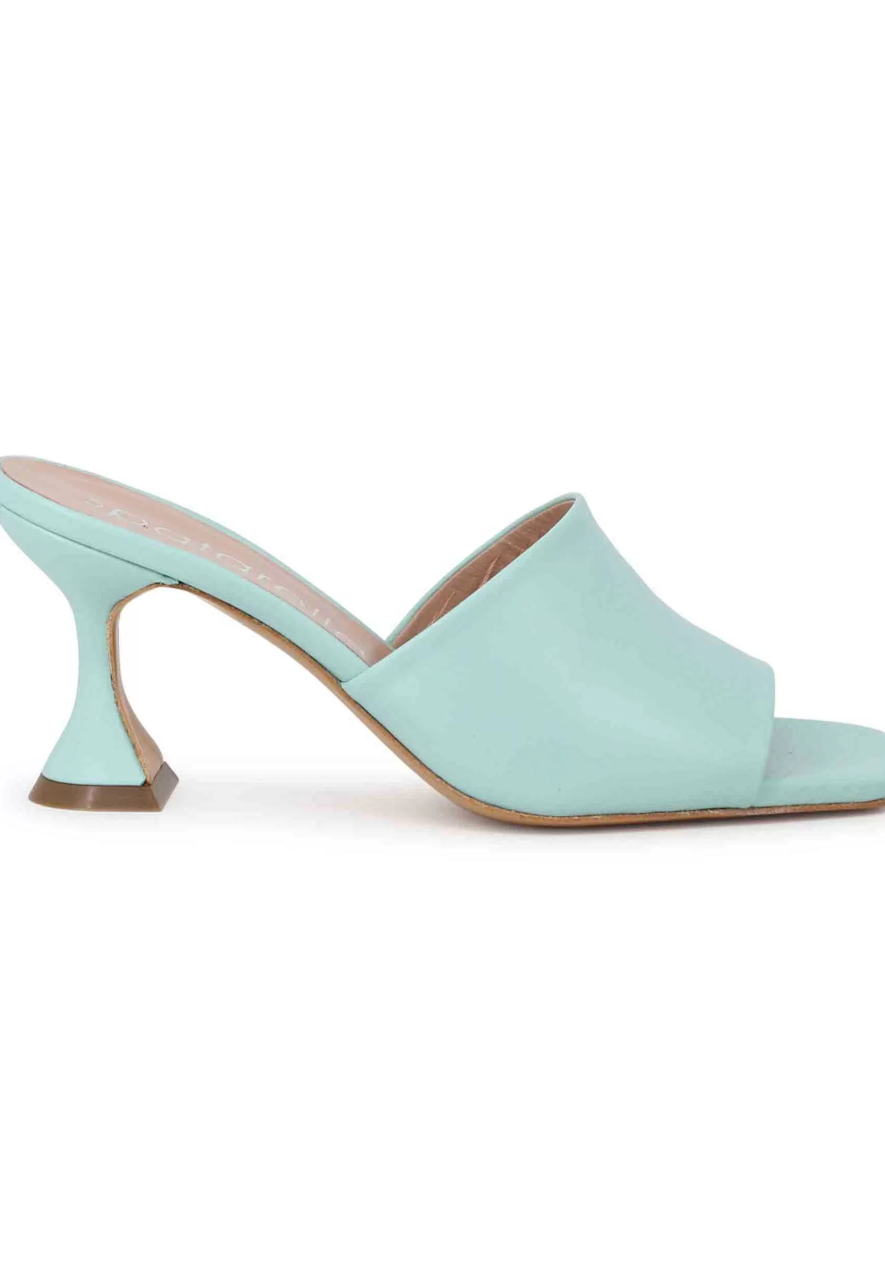 Sandali Donna In Pelle Verde Con Tacco Alto E Punta Quadra** Cheap