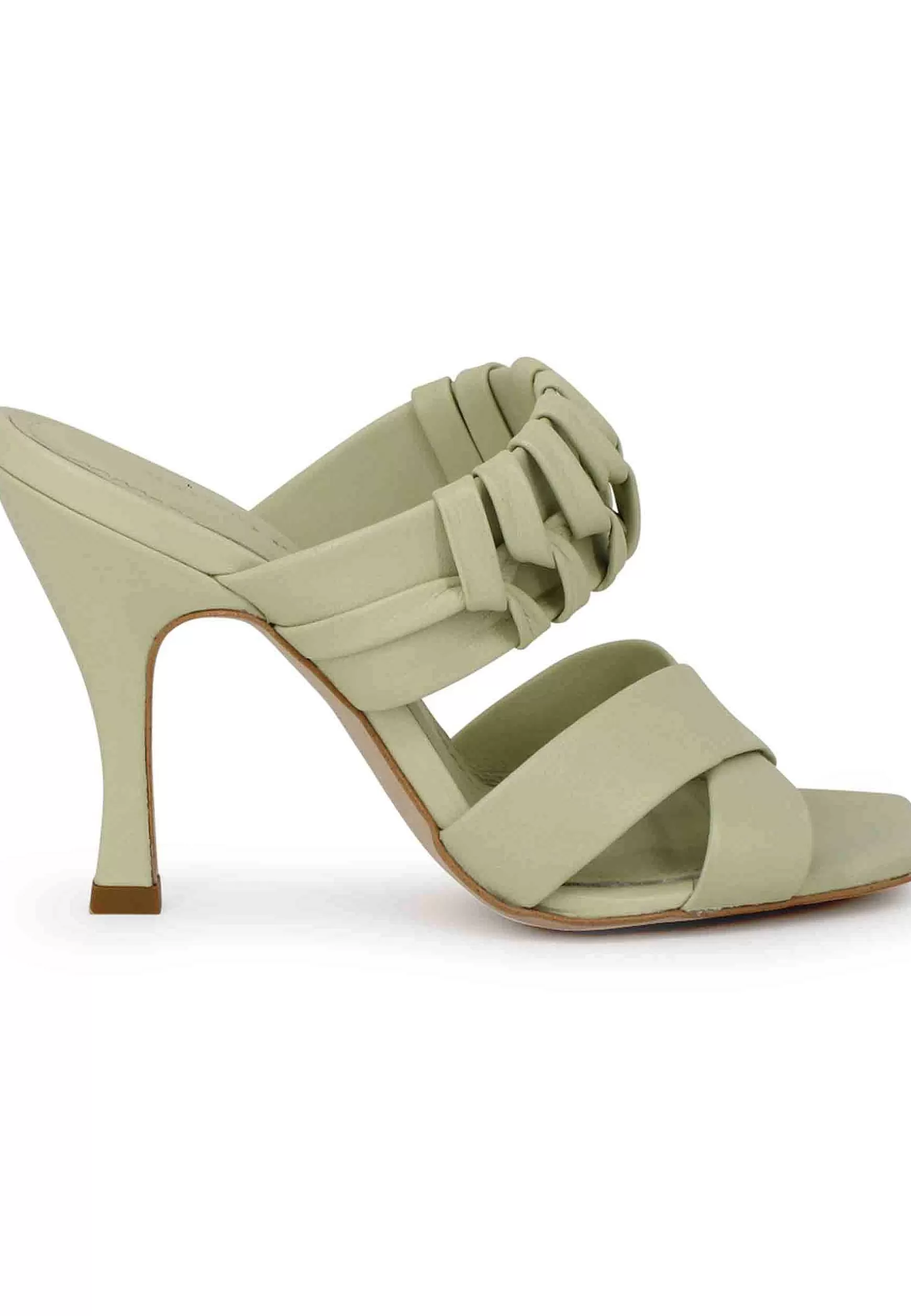 Sandali Donna In Pelle Verde Con Tacco Alto E Punta Quadra*Bruno Premi Best Sale