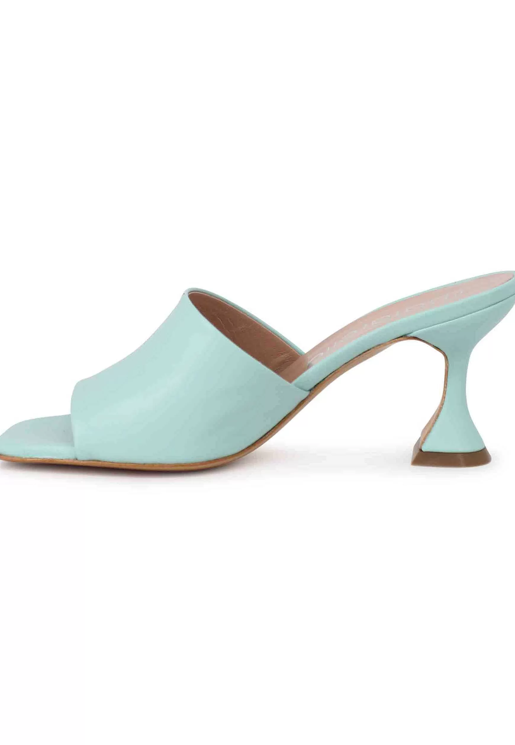 Sandali Donna In Pelle Verde Con Tacco Alto E Punta Quadra** Cheap