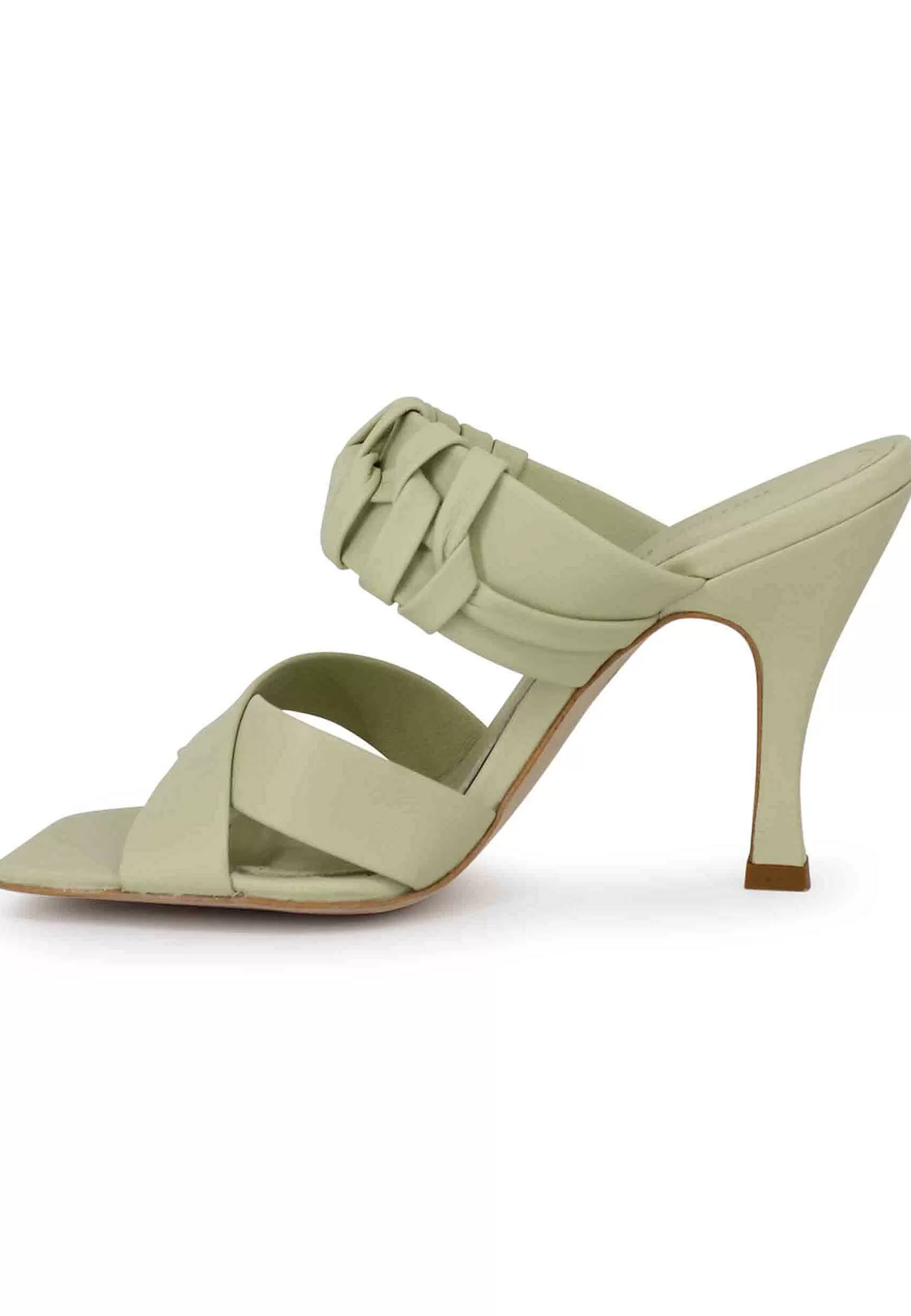 Sandali Donna In Pelle Verde Con Tacco Alto E Punta Quadra*Bruno Premi Best Sale