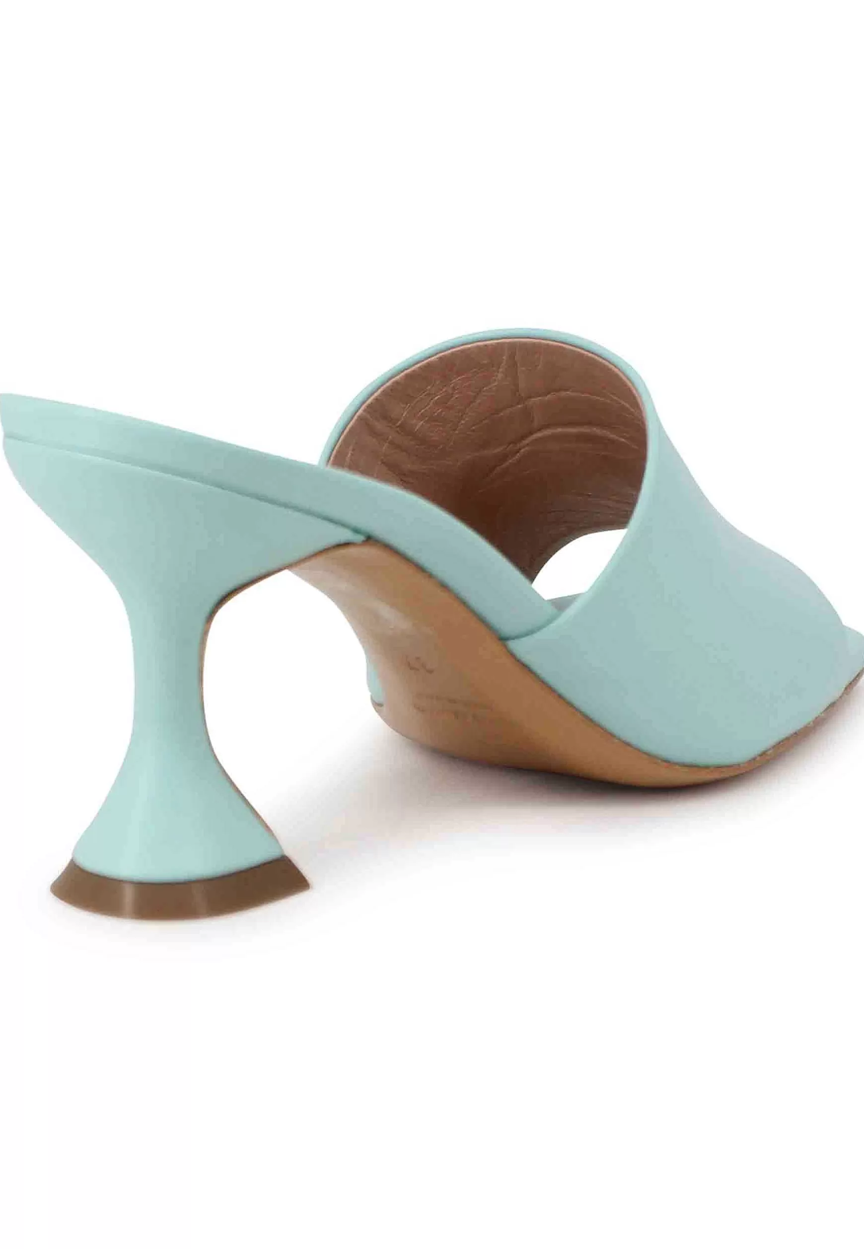 Sandali Donna In Pelle Verde Con Tacco Alto E Punta Quadra** Cheap