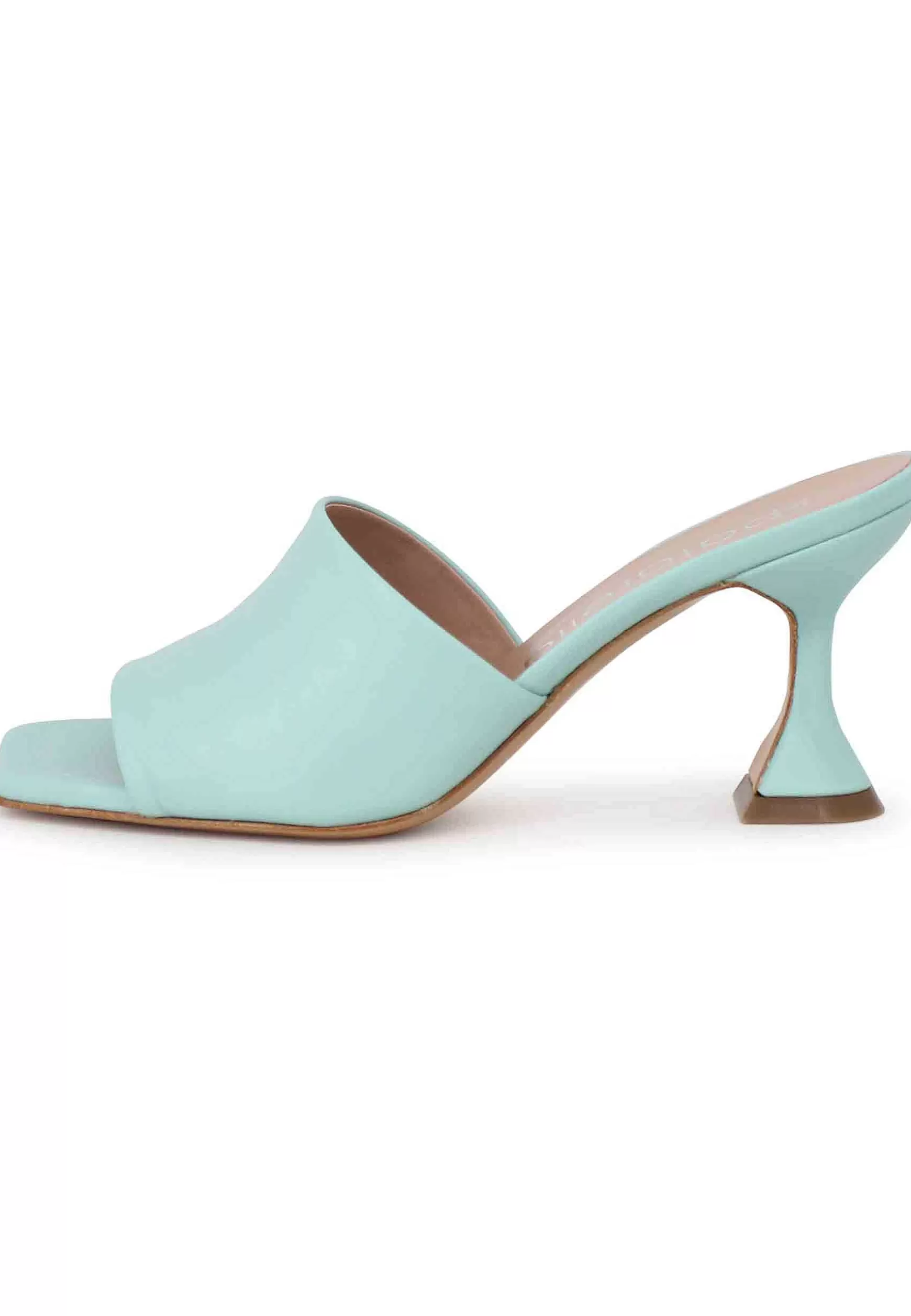 Sandali Donna In Pelle Verde Con Tacco Alto E Punta Quadra** Cheap