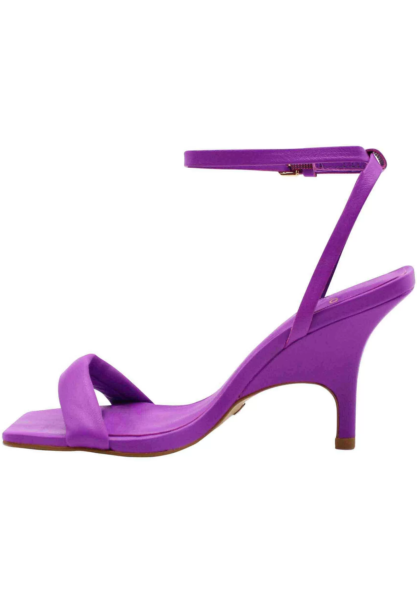 Sandali Donna In Pelle Viola Con Cinturino Alla Caviglia E Zeppa Alta In Tinta*Carrano Flash Sale