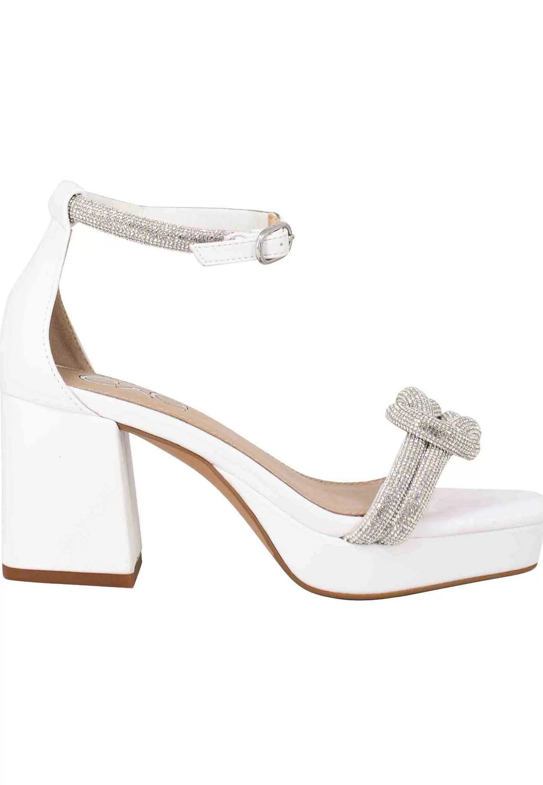 Sandali Donna In Strass Argento Con Tacco E Plateau E Cinturino Alla Caviglia*Exe Store
