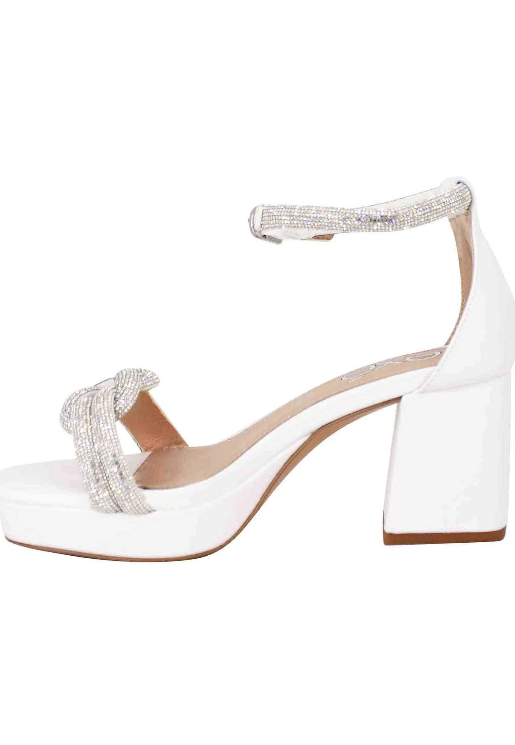 Sandali Donna In Strass Argento Con Tacco E Plateau E Cinturino Alla Caviglia*Exe Store