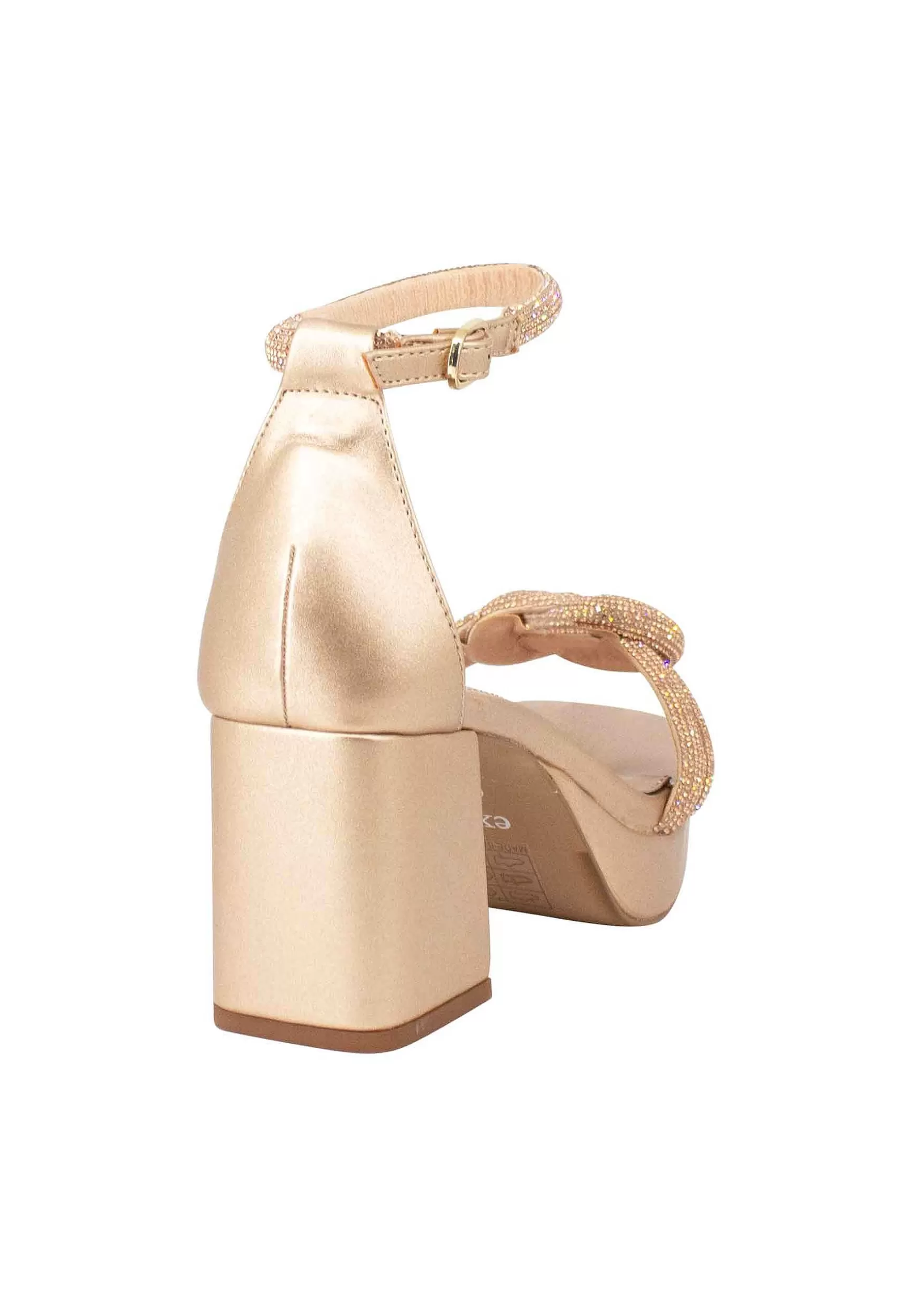 Sandali Donna In Strass Laminato Rosa Con Tacco E Plateau E Cinturino Alla Caviglia*Exe Cheap
