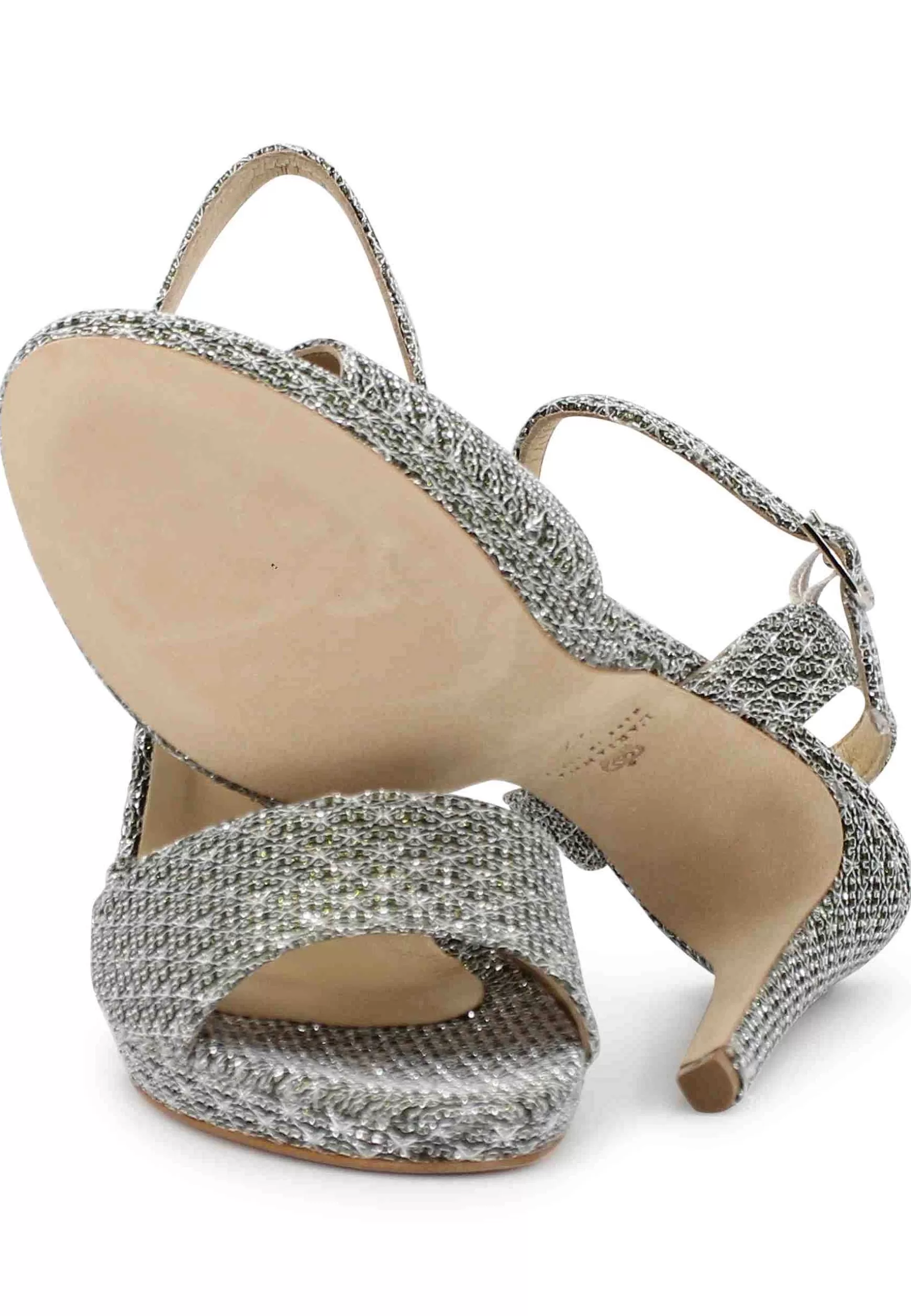 Sandai Donna In Tessuto Argento Con Tacco Ato A Spio*L Sale